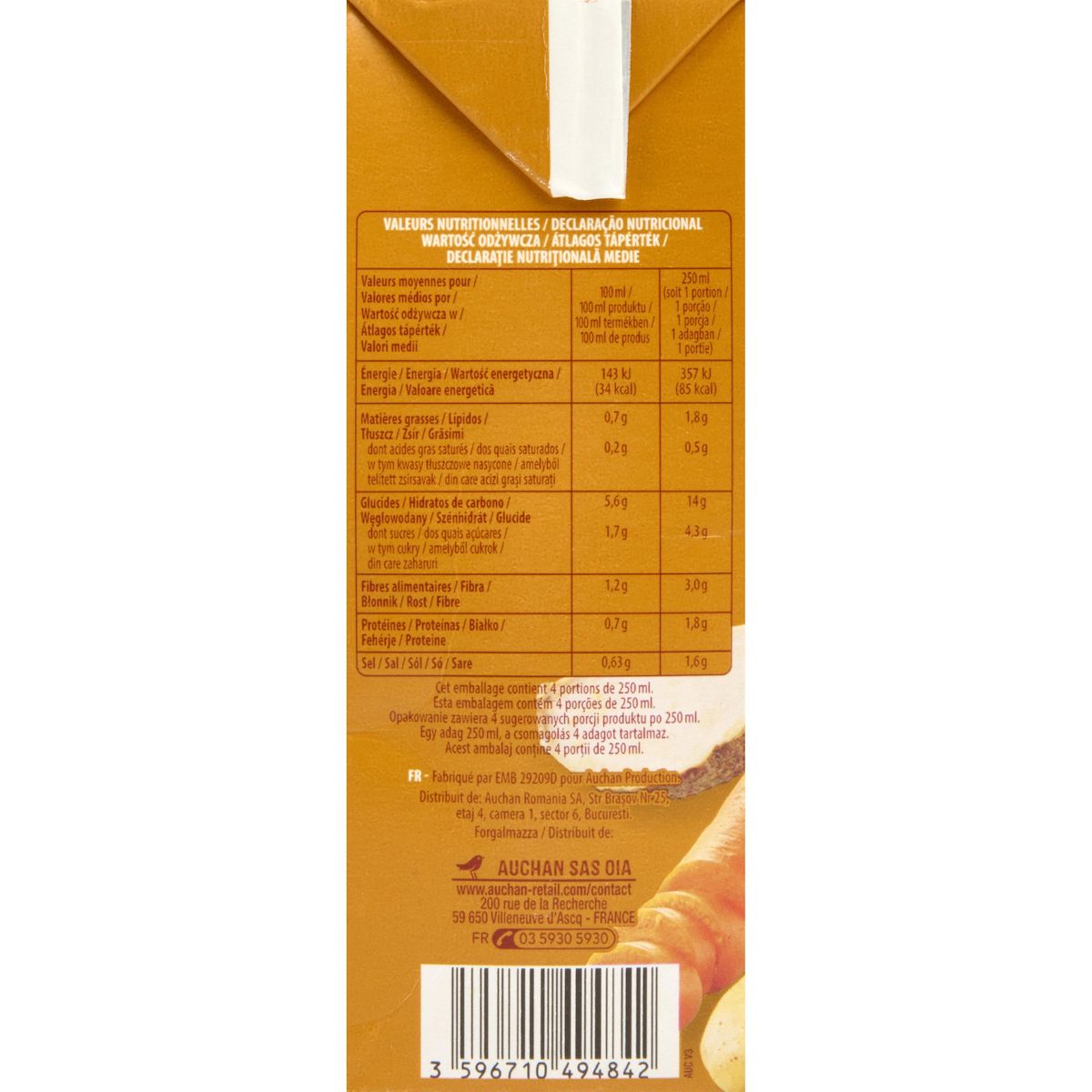 AUCHAN Soupe moulinée légumes d'antan 4 personnes 1l