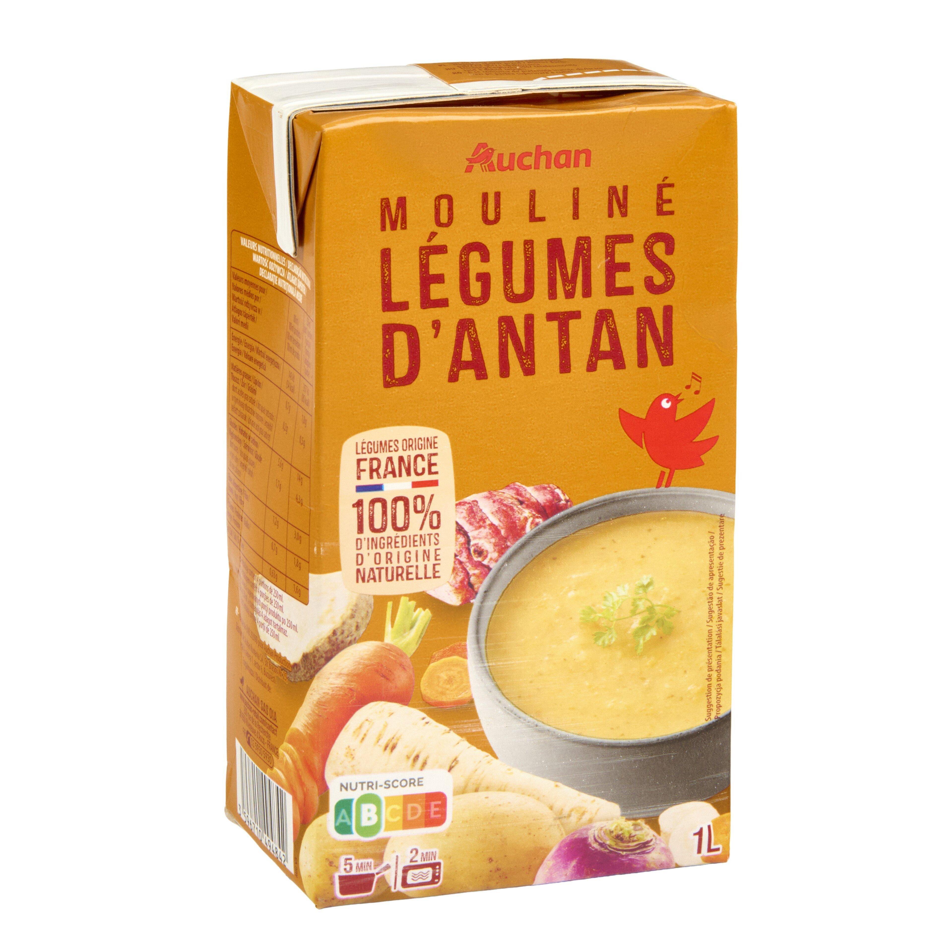 Voir la diapositive 4 : AUCHAN Soupe moulinée légumes d'antan 4 personnes 1l