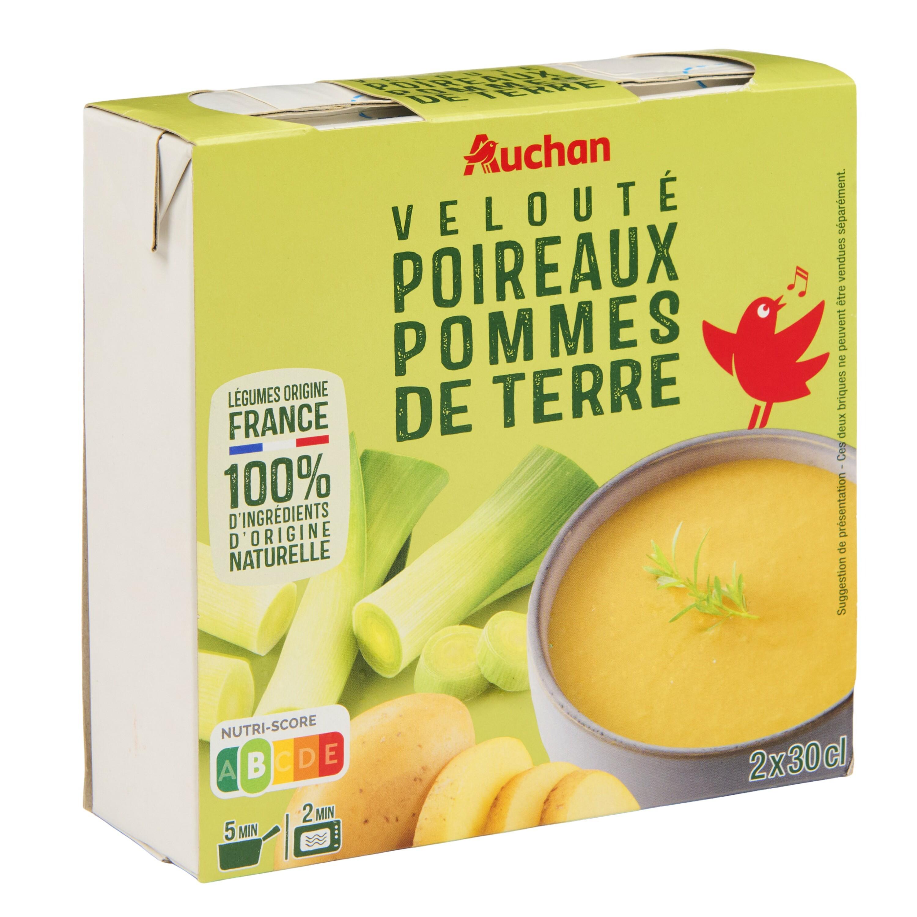 Voir la diapositive 3 : AUCHAN Soupe veloutée poireaux pommes de terre 2 personnes 2x30cl