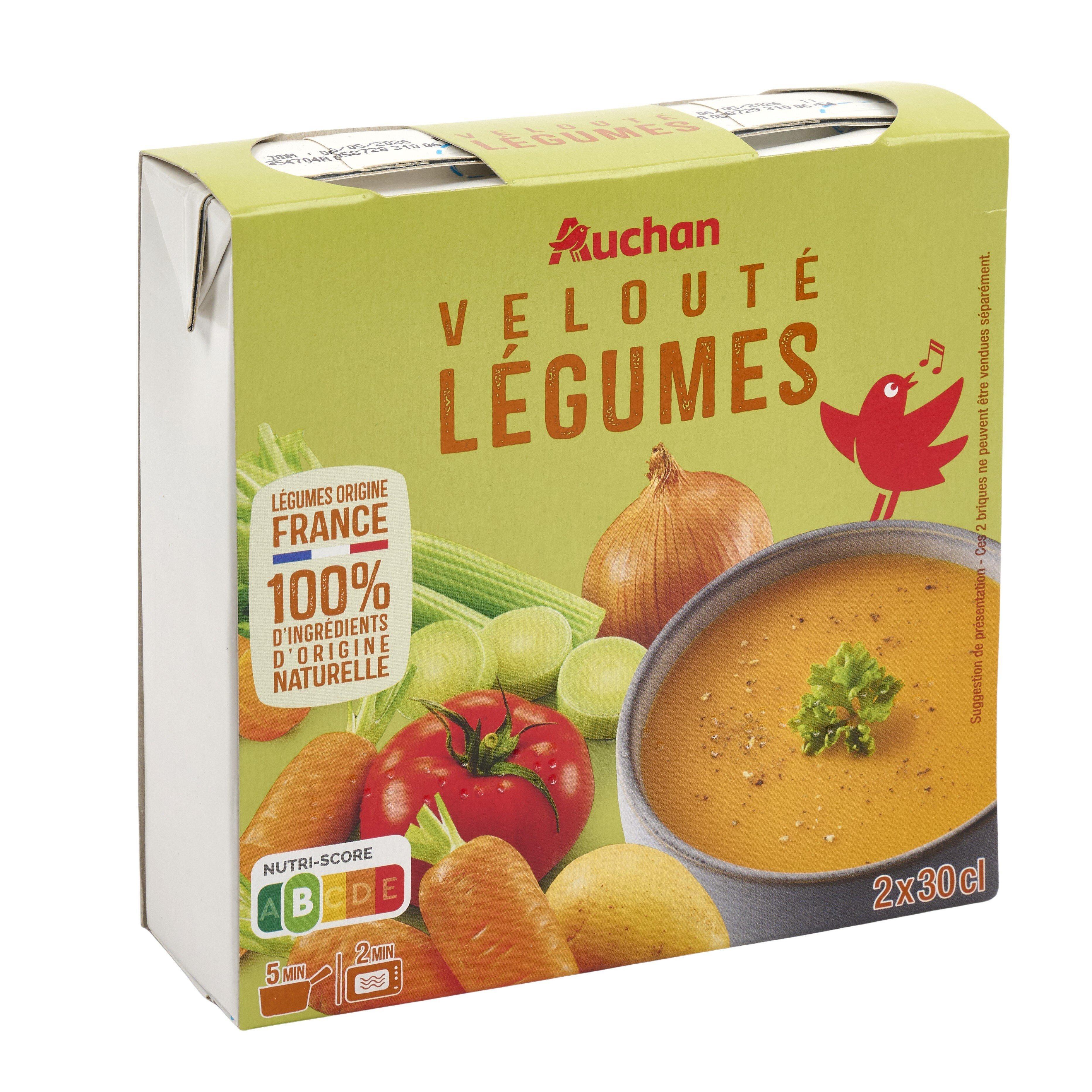 Voir la diapositive 4 : AUCHAN Soupe veloutée de légumes 2 personnes 2x30cl
