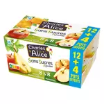 CHARLES & ALICE Spécialité pommes poires Williams pommes sans sucres ajoutés 12+4 offerts 16x100g