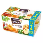 CHARLES & ALICE Spécialité pommes pommes abricots sans sucres ajoutés 12+4 offerts 16x100g