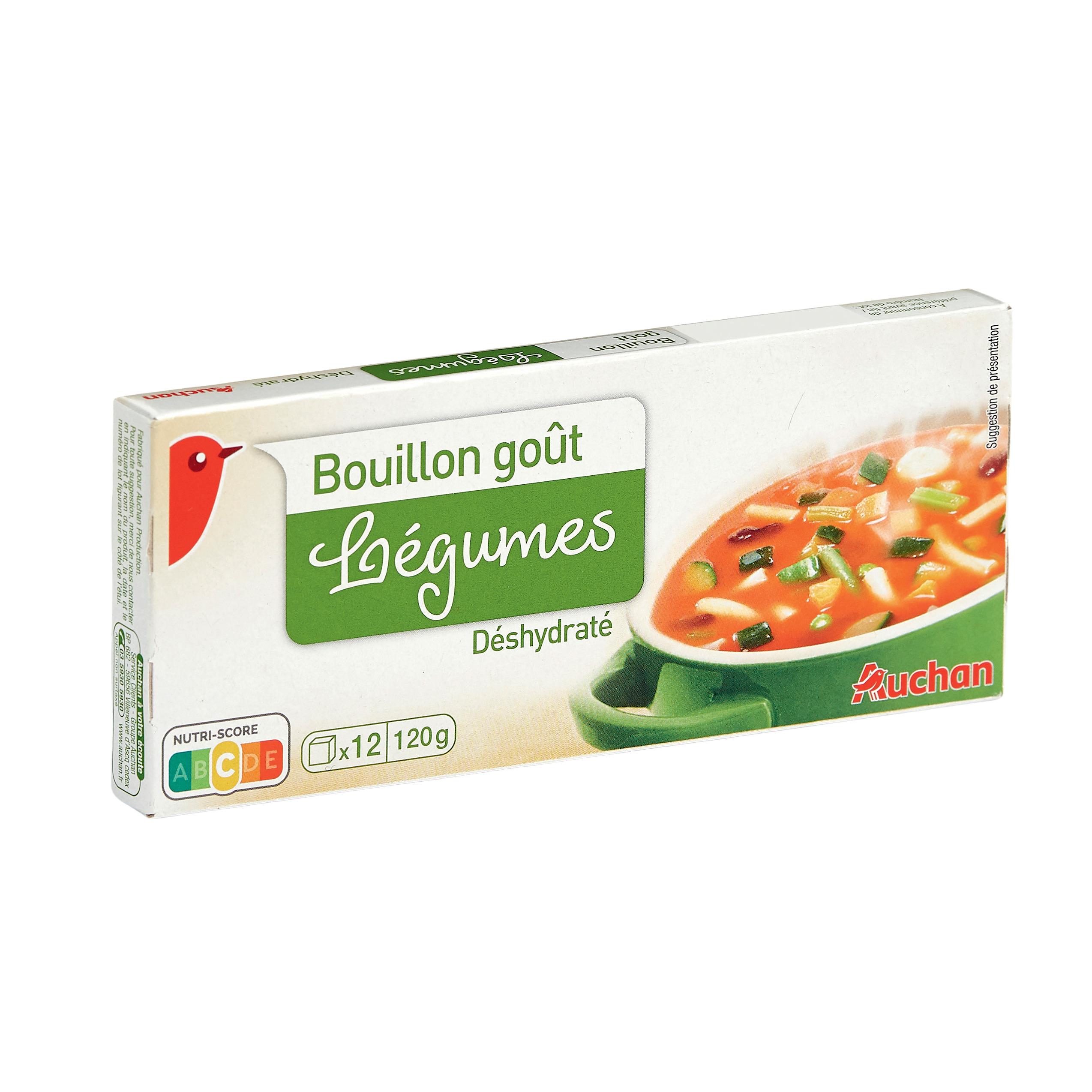 Voir la diapositive 2 : AUCHAN Bouillon goût légumes déshydraté en cube 12 cubes 12x10g