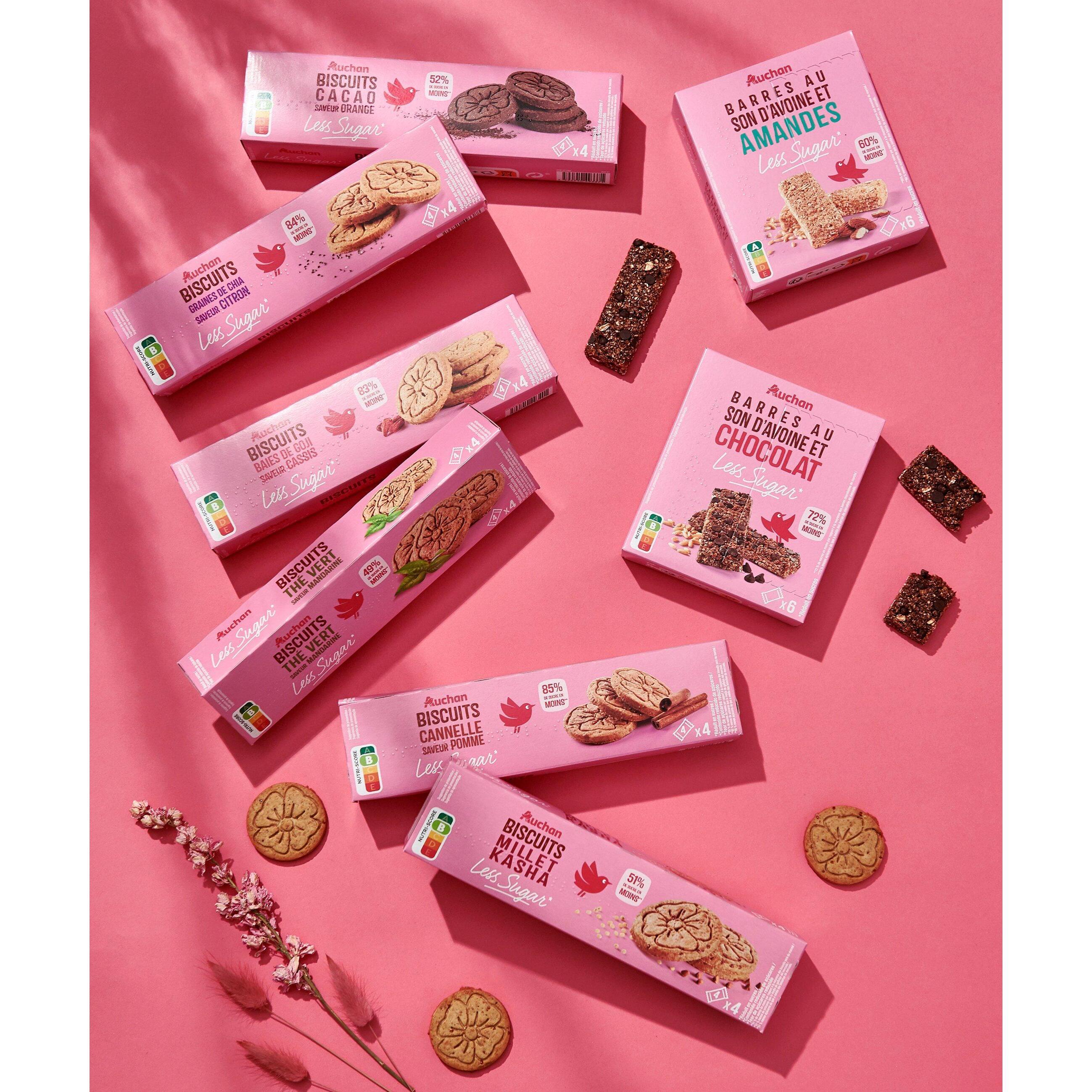 Voir la diapositive 4 : AUCHAN LESS SUGAR Biscuits baies de goji saveur cassis 4x4 pièces 130g