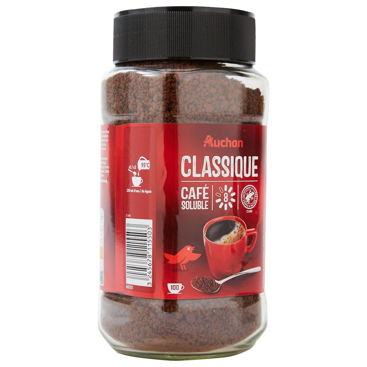 AUCHAN Café soluble classico intensité 8 100 tasses 200g
