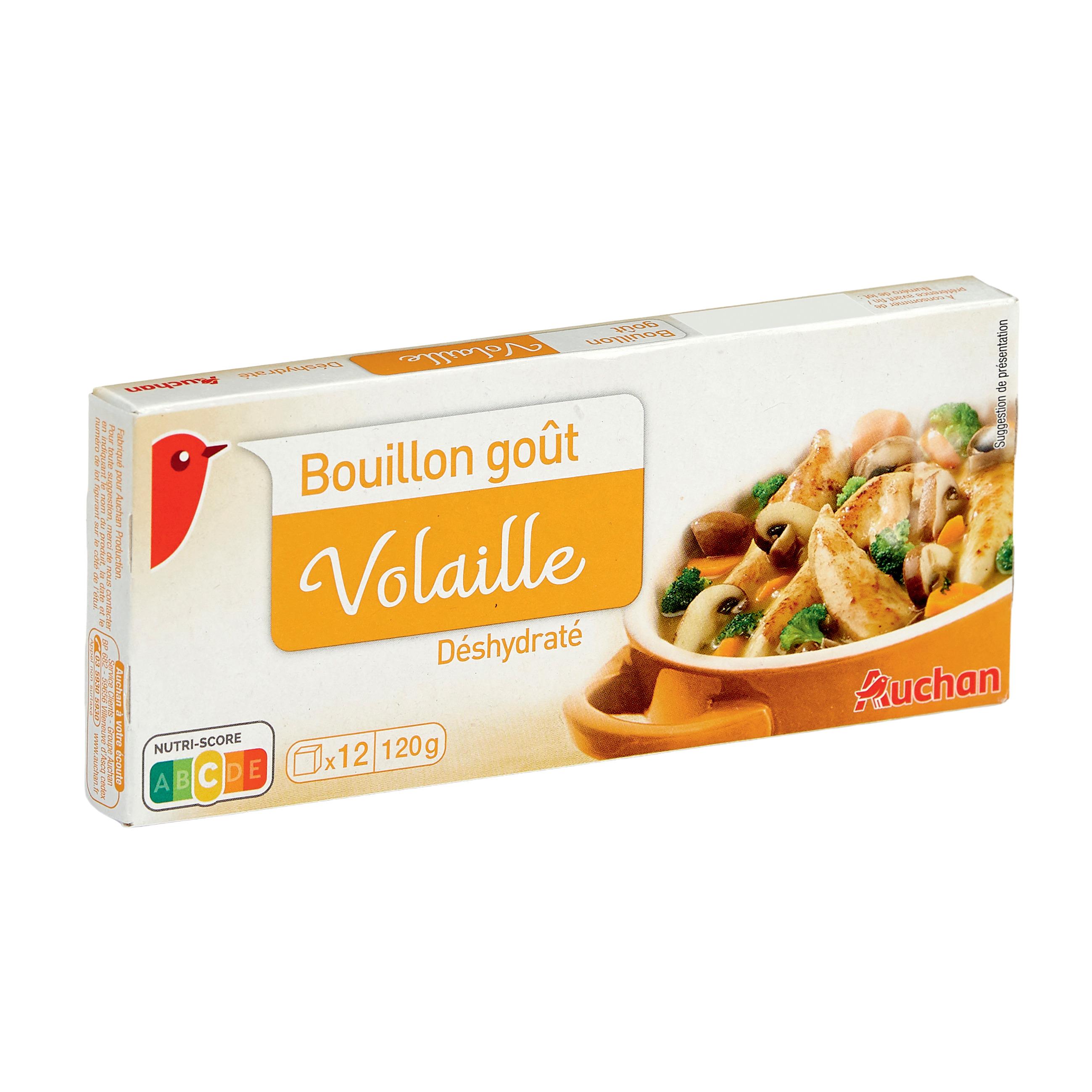 Voir la diapositive 2 : AUCHAN Bouillon déshydraté en cube goût volaille 12 cubes 12x10g
