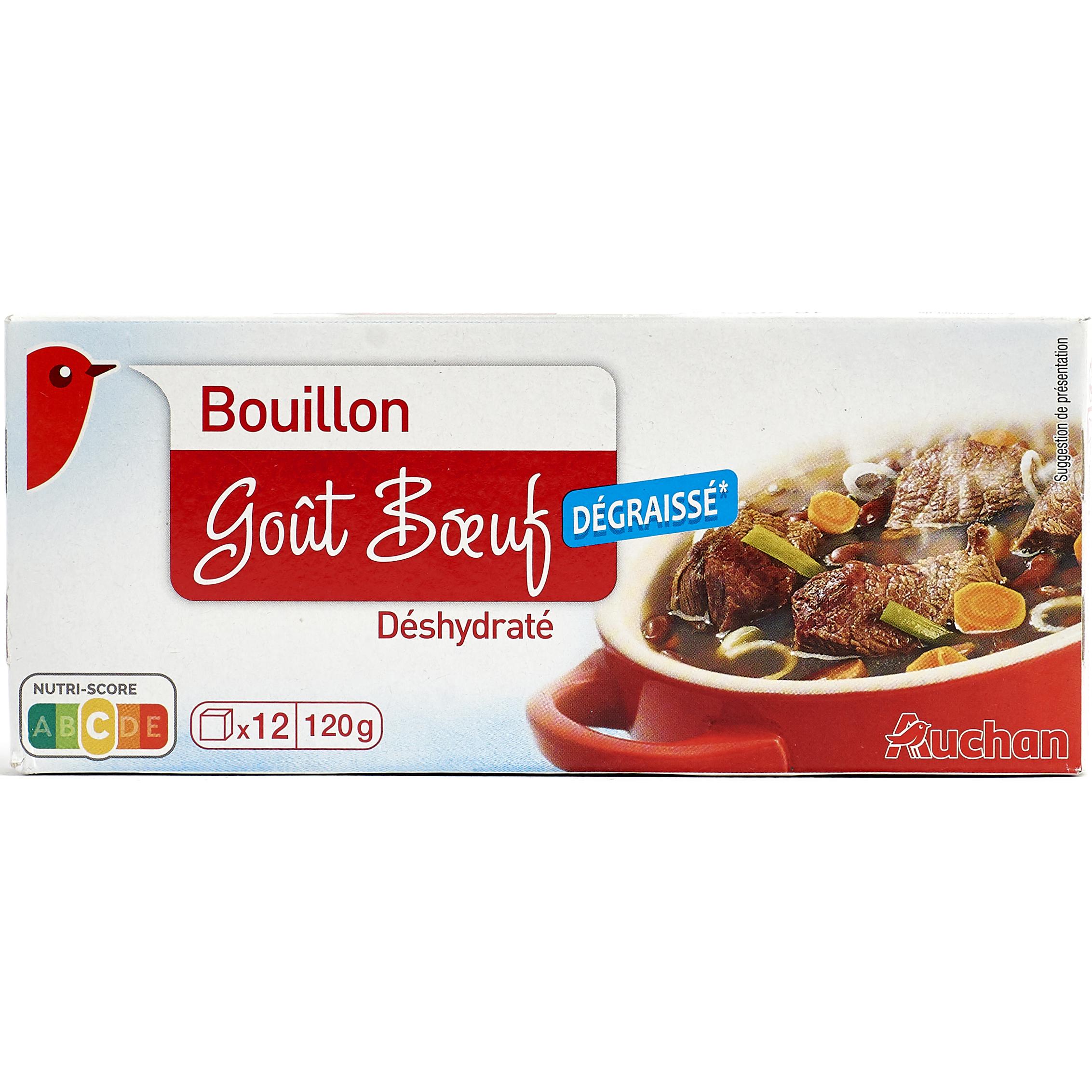 Voir la diapositive 2 : AUCHAN Bouillon cube goût boeuf dégraissé 12 cubes 120g