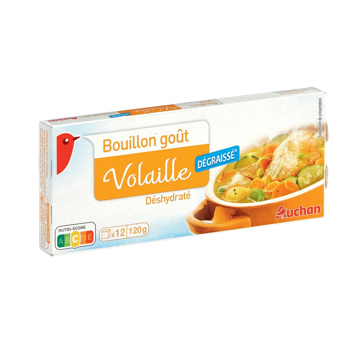 AUCHAN Bouillon cube goût volaille dégraissé 12 cubes 120g