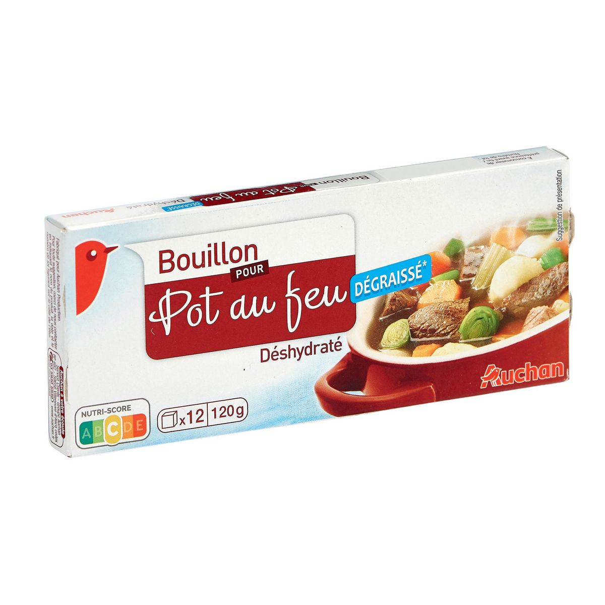 AUCHAN Bouillon pour pot au feu dégraissé déshydraté en cube 12 cubes 12x10g