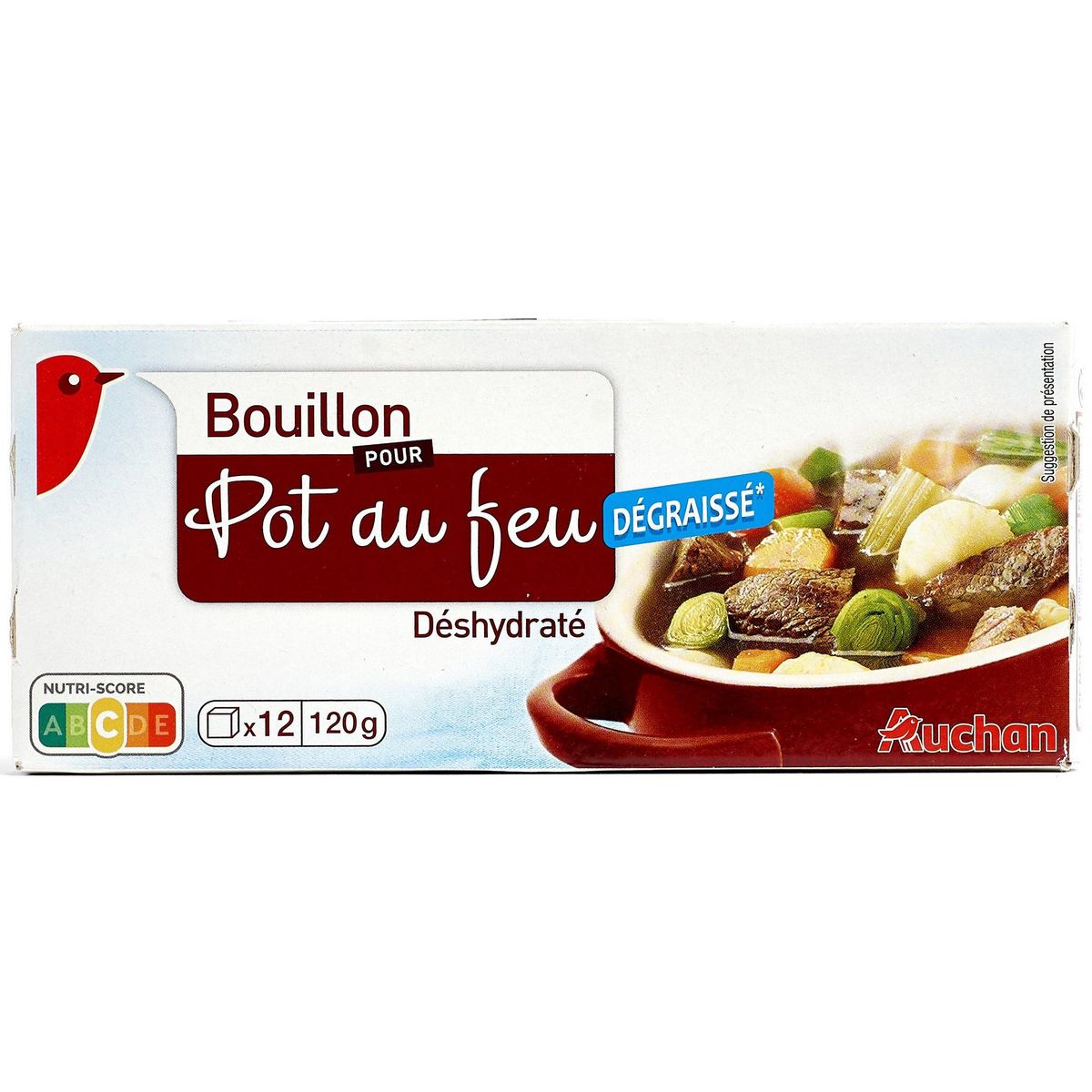 AUCHAN Bouillon pour pot au feu dégraissé déshydraté en cube 12 cubes 12x10g
