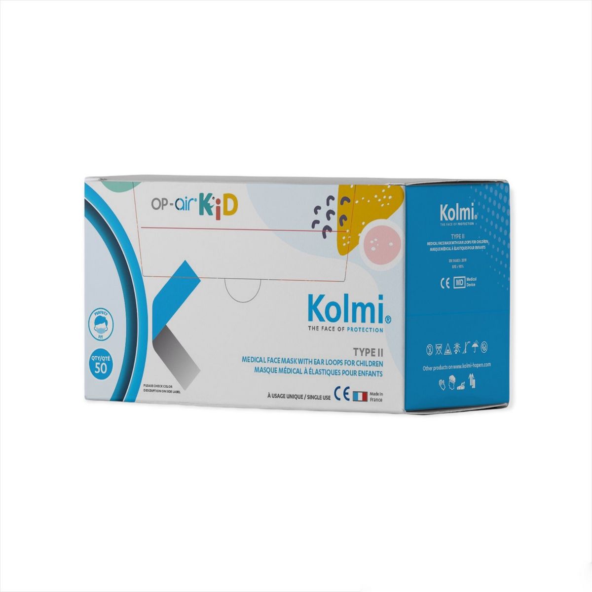 KOLMI Masques de protection enfant à usage unique 50 masques