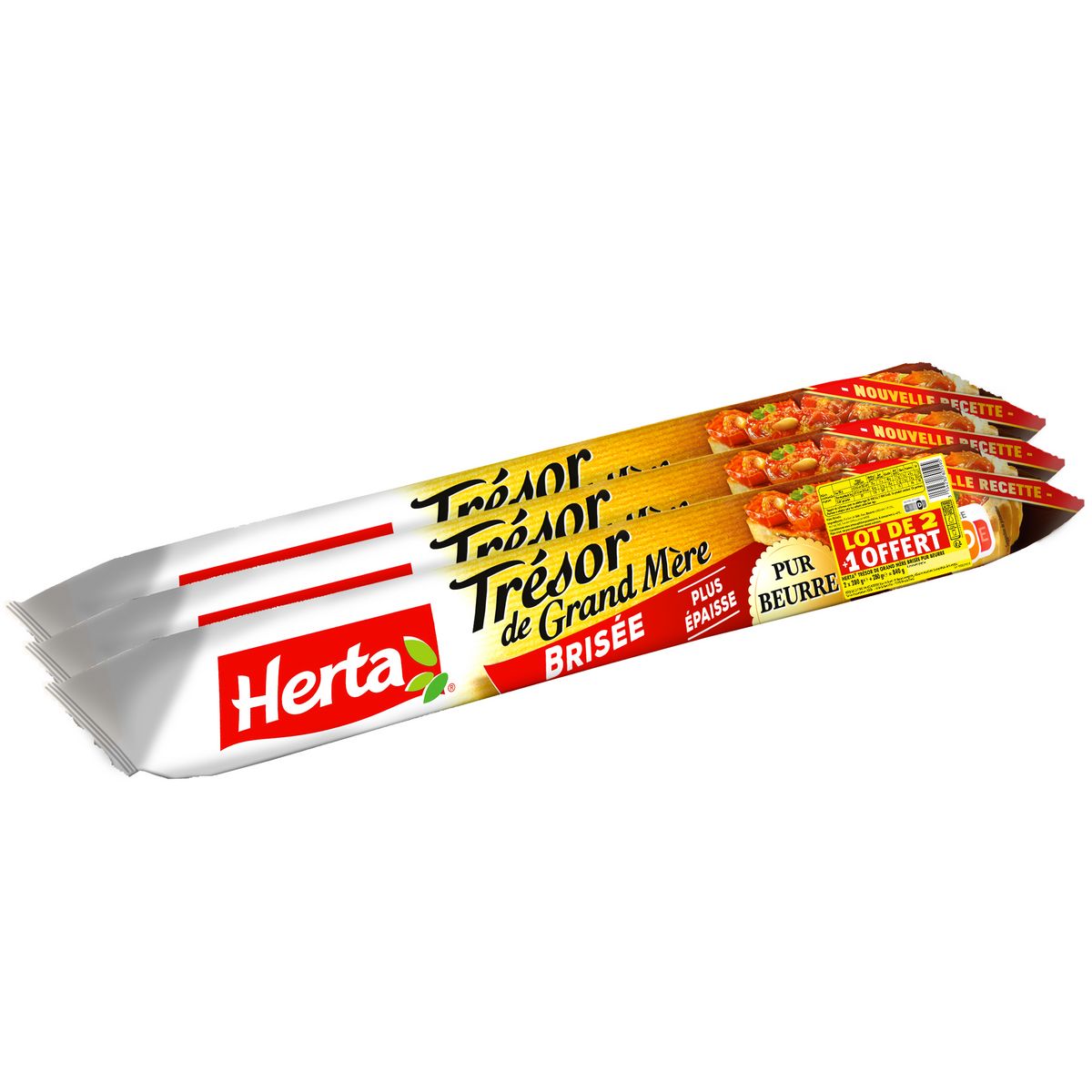 HERTA Pâte brisée pur beurre 2+1 offert 3x280g