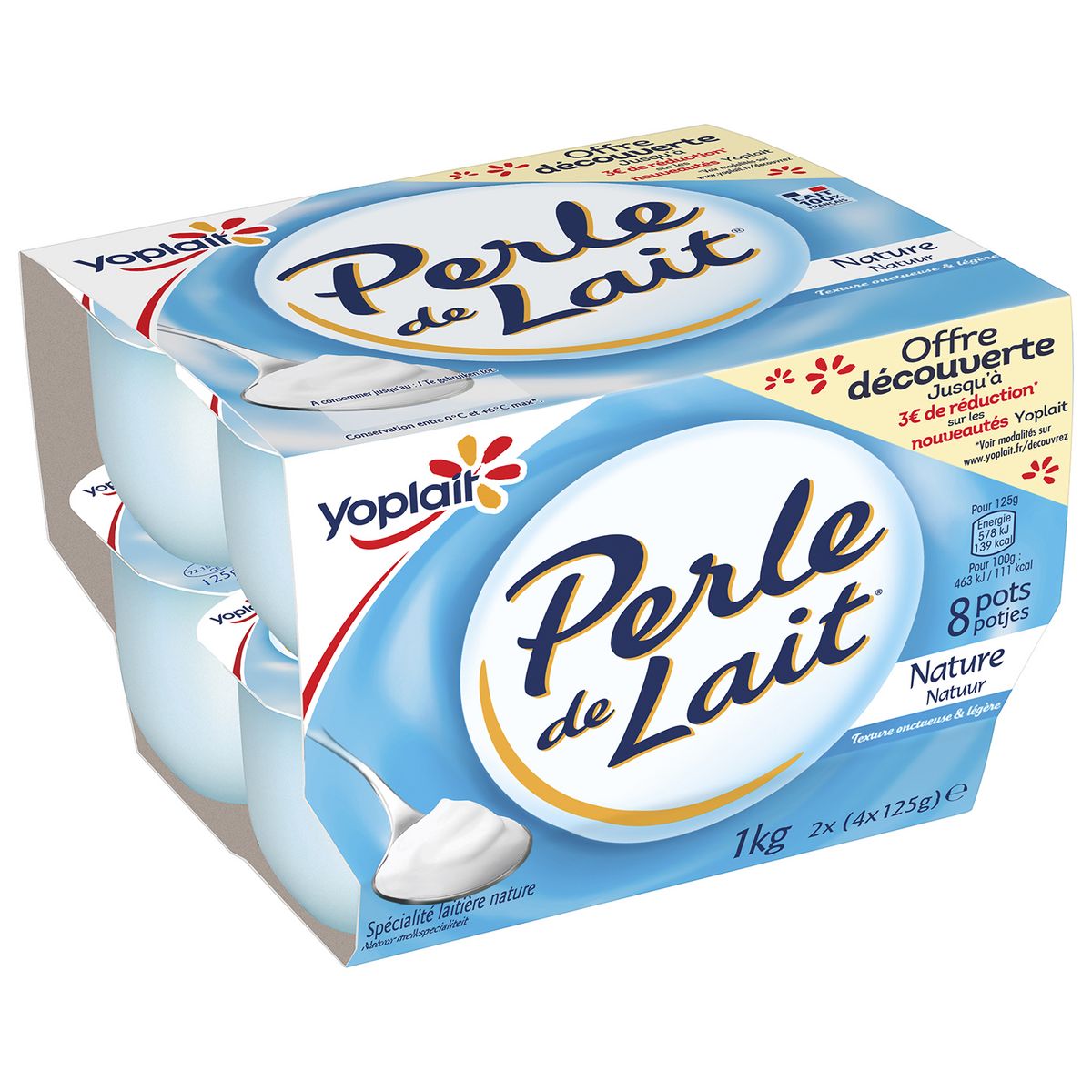 PERLE DE LAIT Yaourt nature 4x125g
