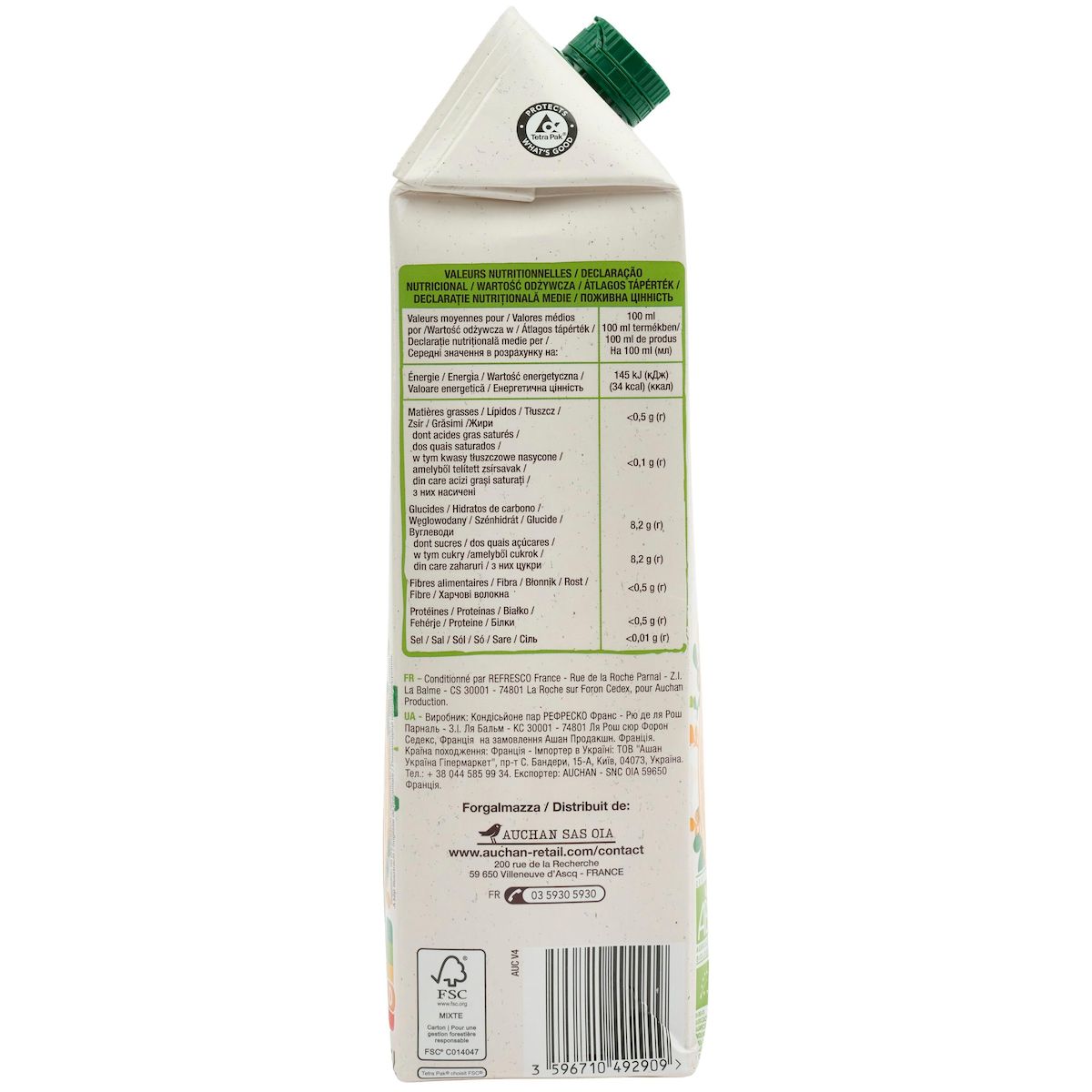 AUCHAN BIO Nectar d'orange bio 1,5l