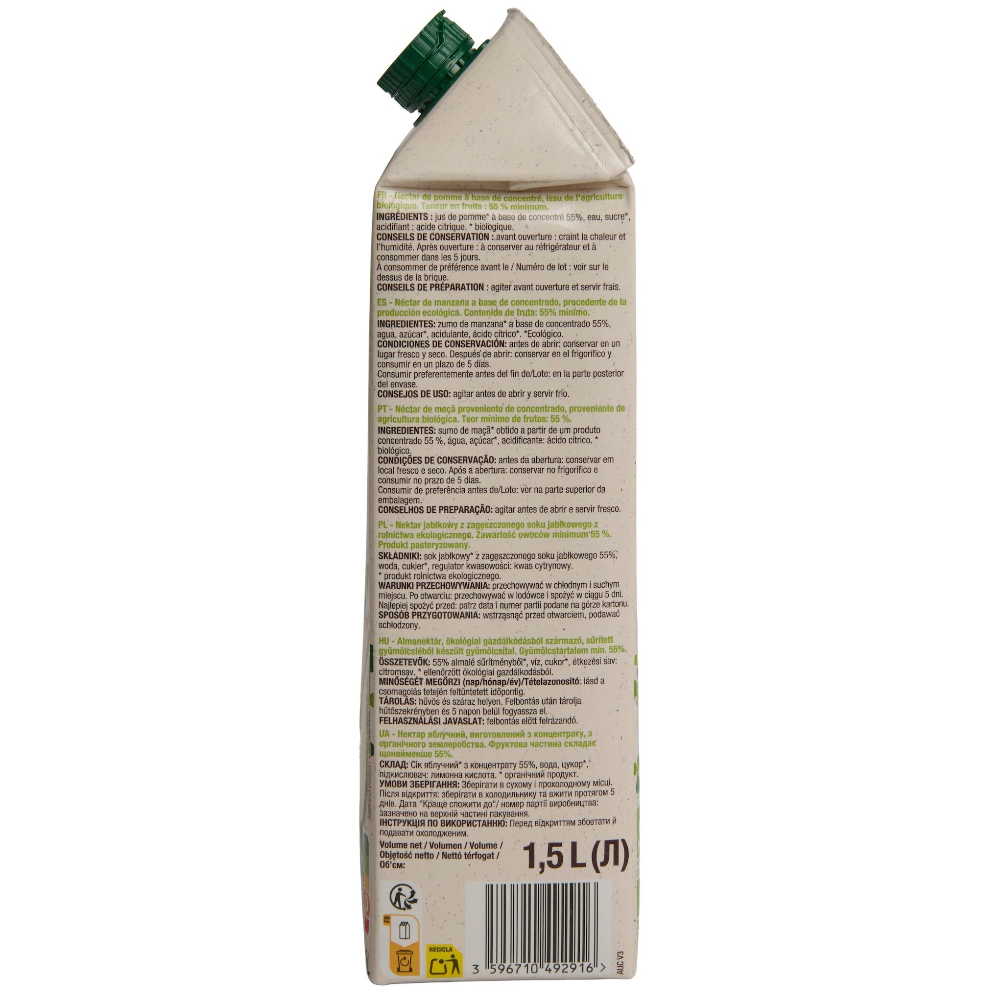 Voir la diapositive 5 : AUCHAN BIO Nectar de pomme bio 1.5l