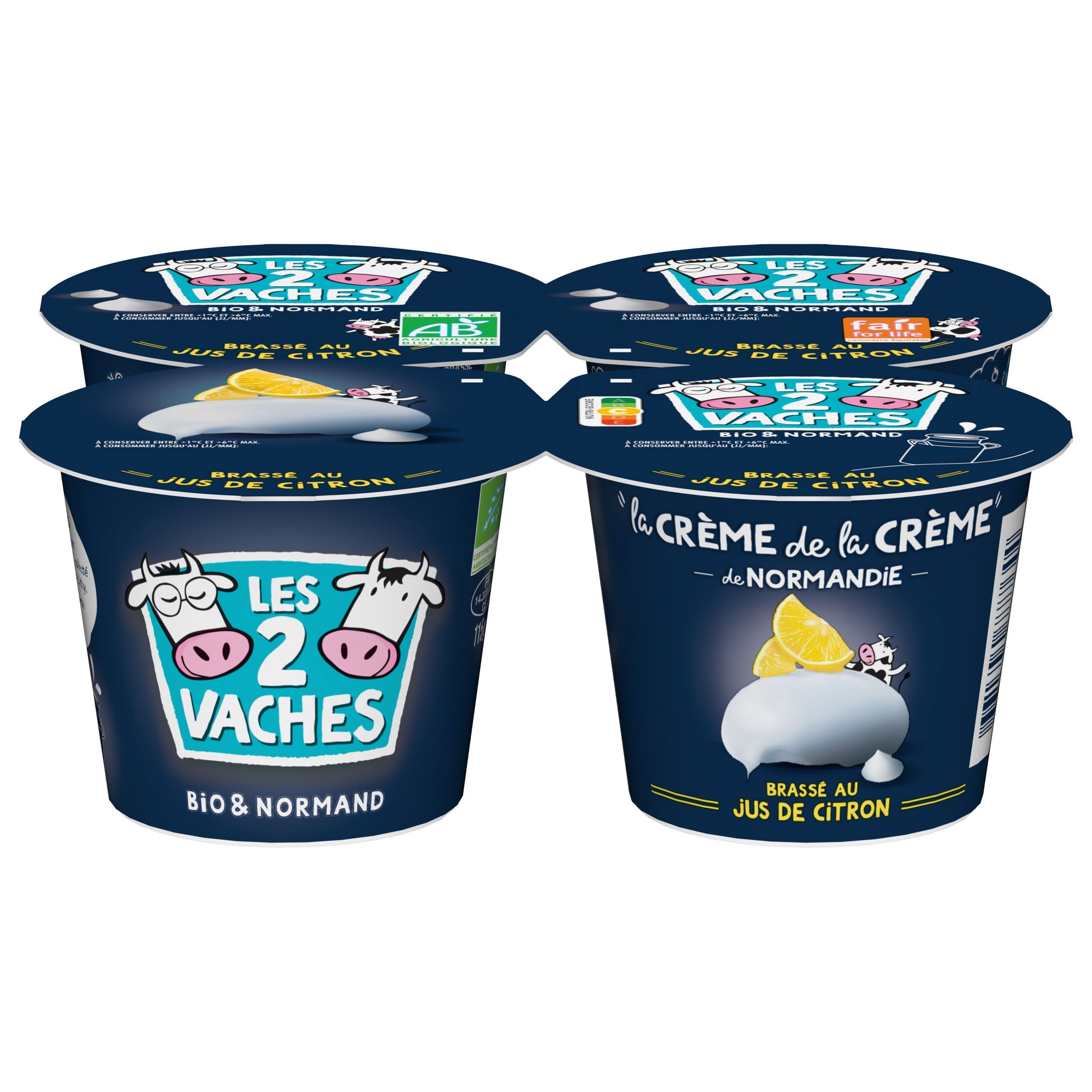 LES 2 VACHES Yaourt à la grecque vanille bio 4x115g