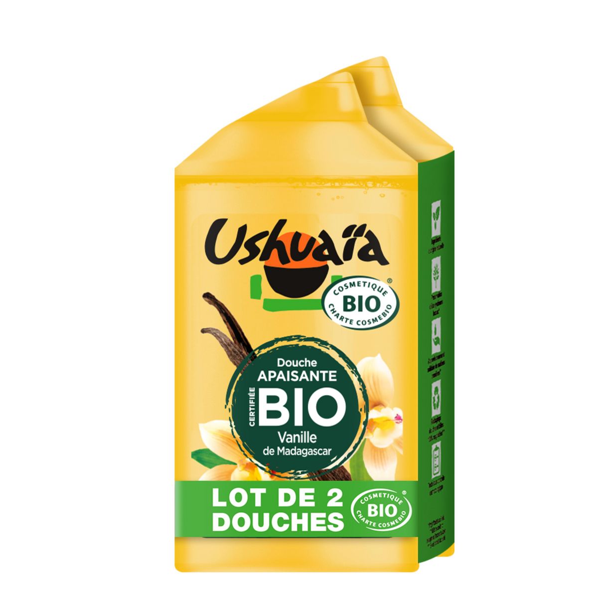 USHUAIA Gel douche apaisant vanille de Madagascar bio 2x250ml