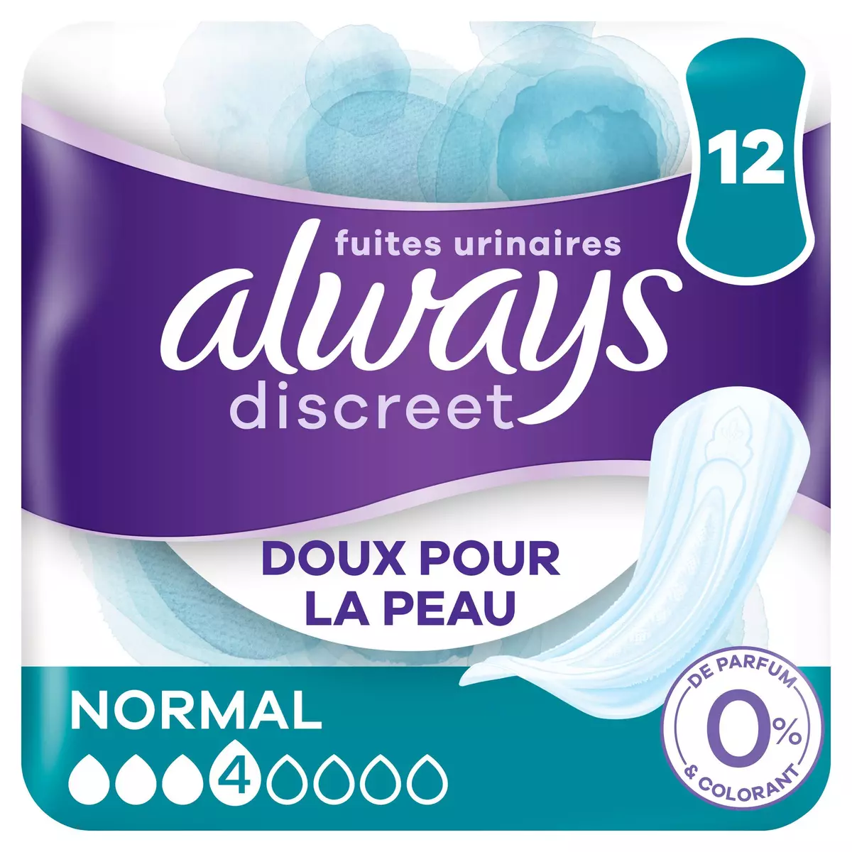 ALWAYS Discreet Serviettes pour fuites urinaires normal 0% 12 serviettes