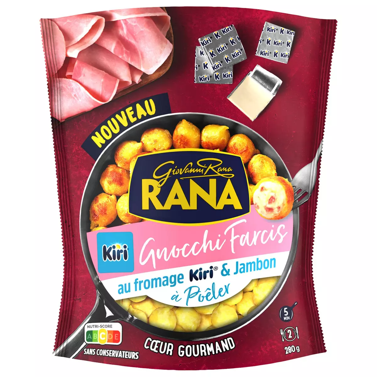 RANA Gnocchi farcis au fromage kiri & jambon à poêler 2 portions 280g