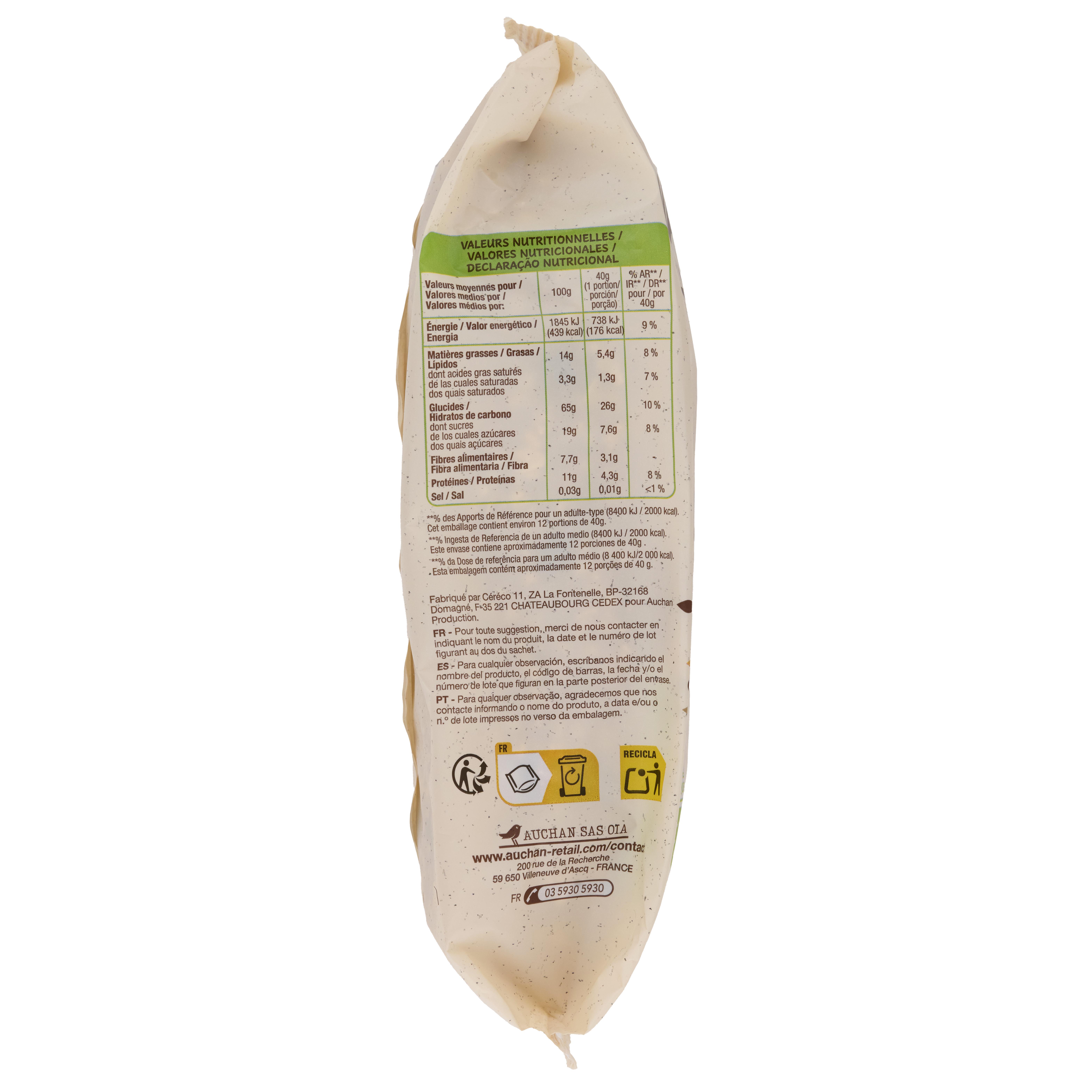 Voir la diapositive 4 : AUCHAN BIO Muesli croustillant aux copeaux de chocolat 500g
