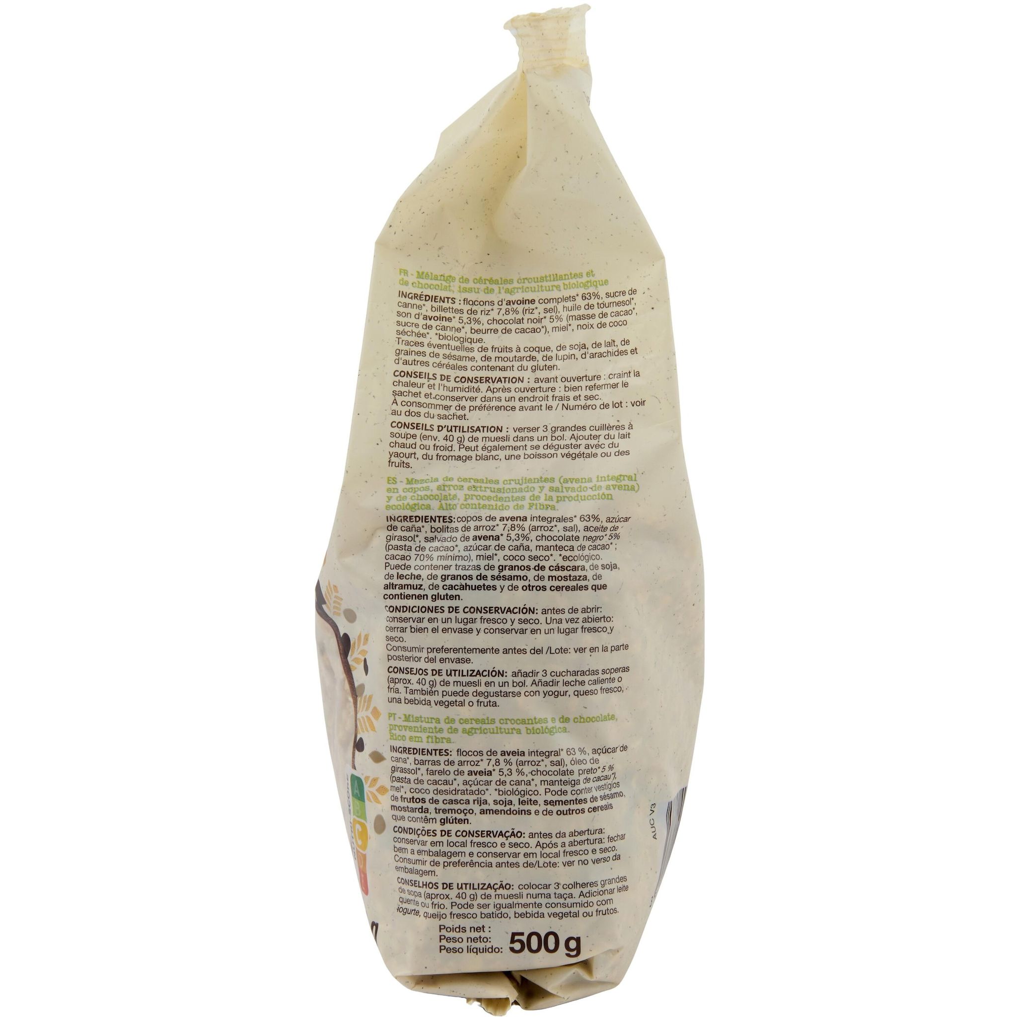 Voir la diapositive 5 : AUCHAN BIO Muesli croustillant aux copeaux de chocolat 500g