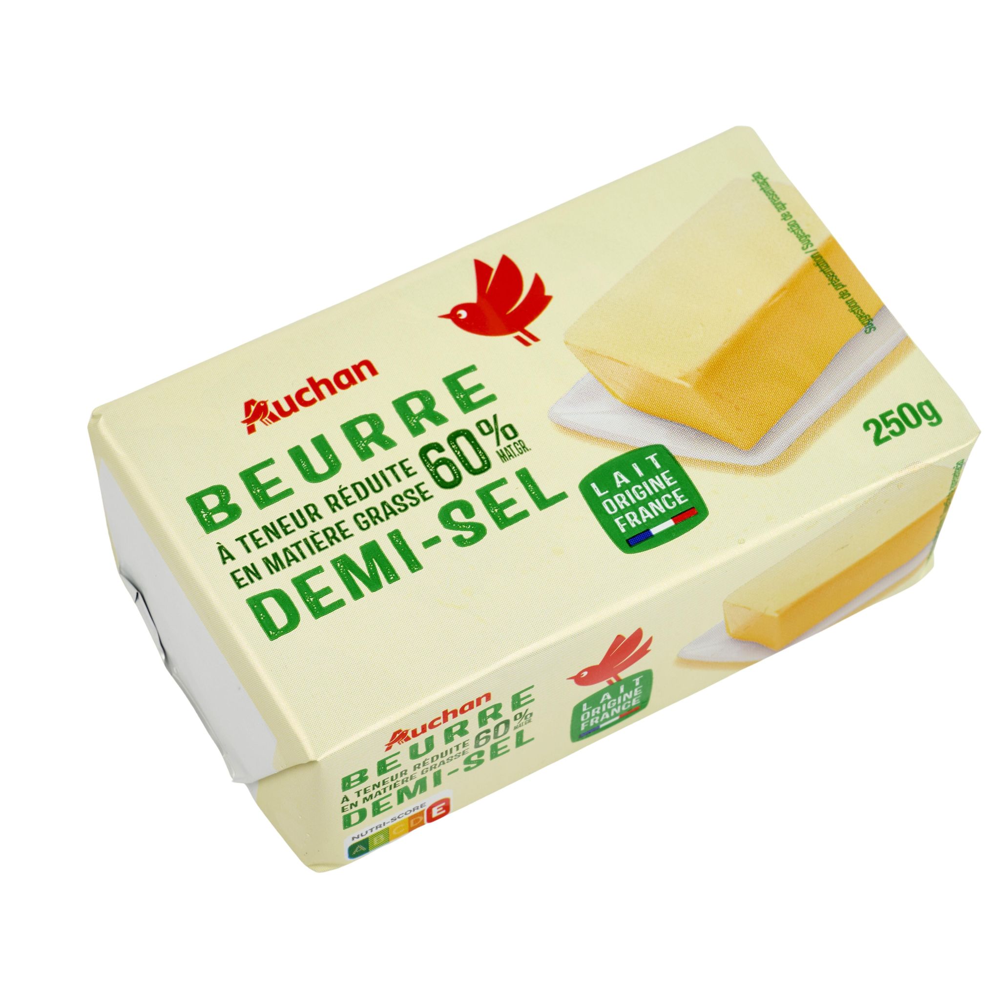 Voir la diapositive 2 : AUCHAN Beurre demi-sel allégé 60%MG 250g