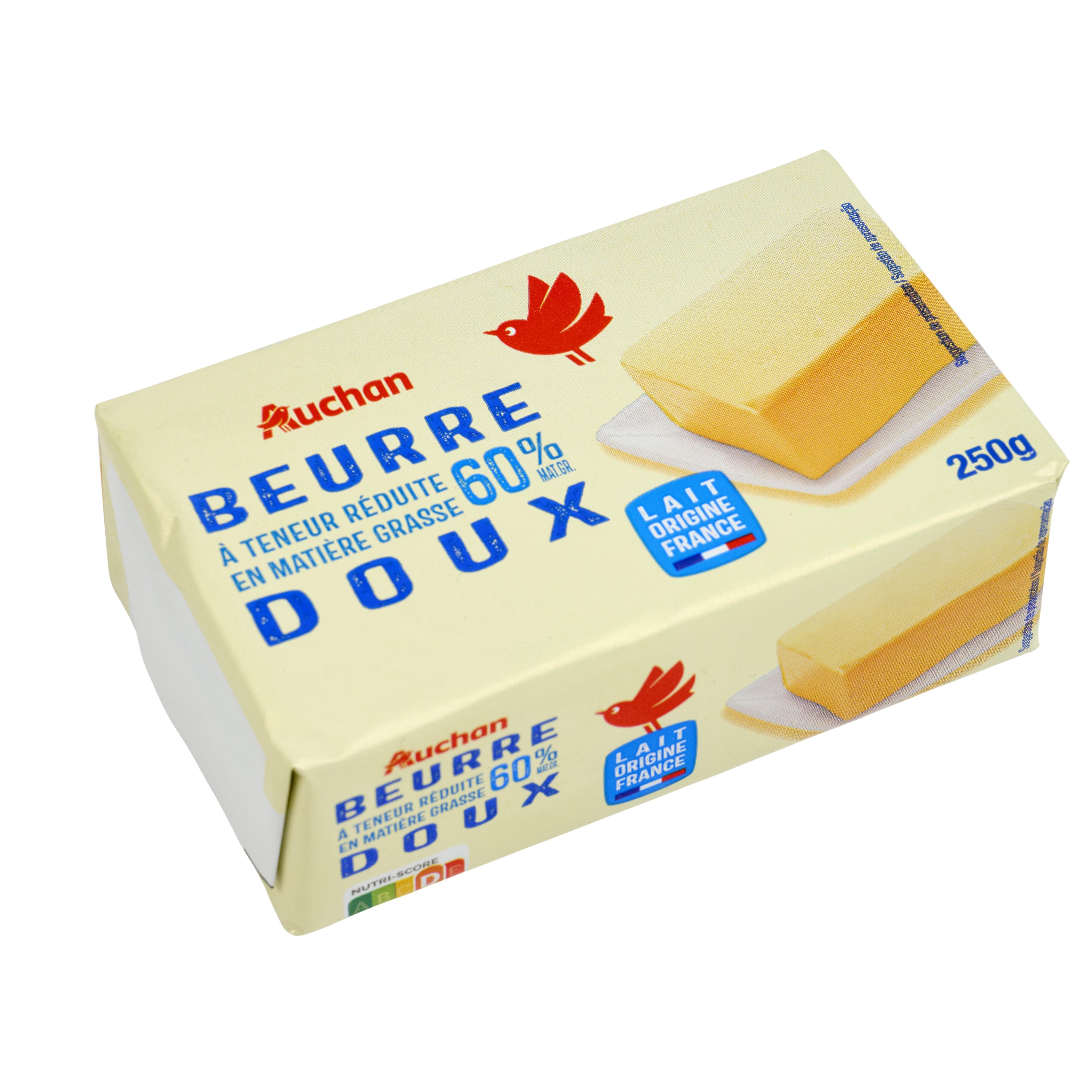 Voir la diapositive 2 : AUCHAN Beurre doux allégé 60%MG 250g