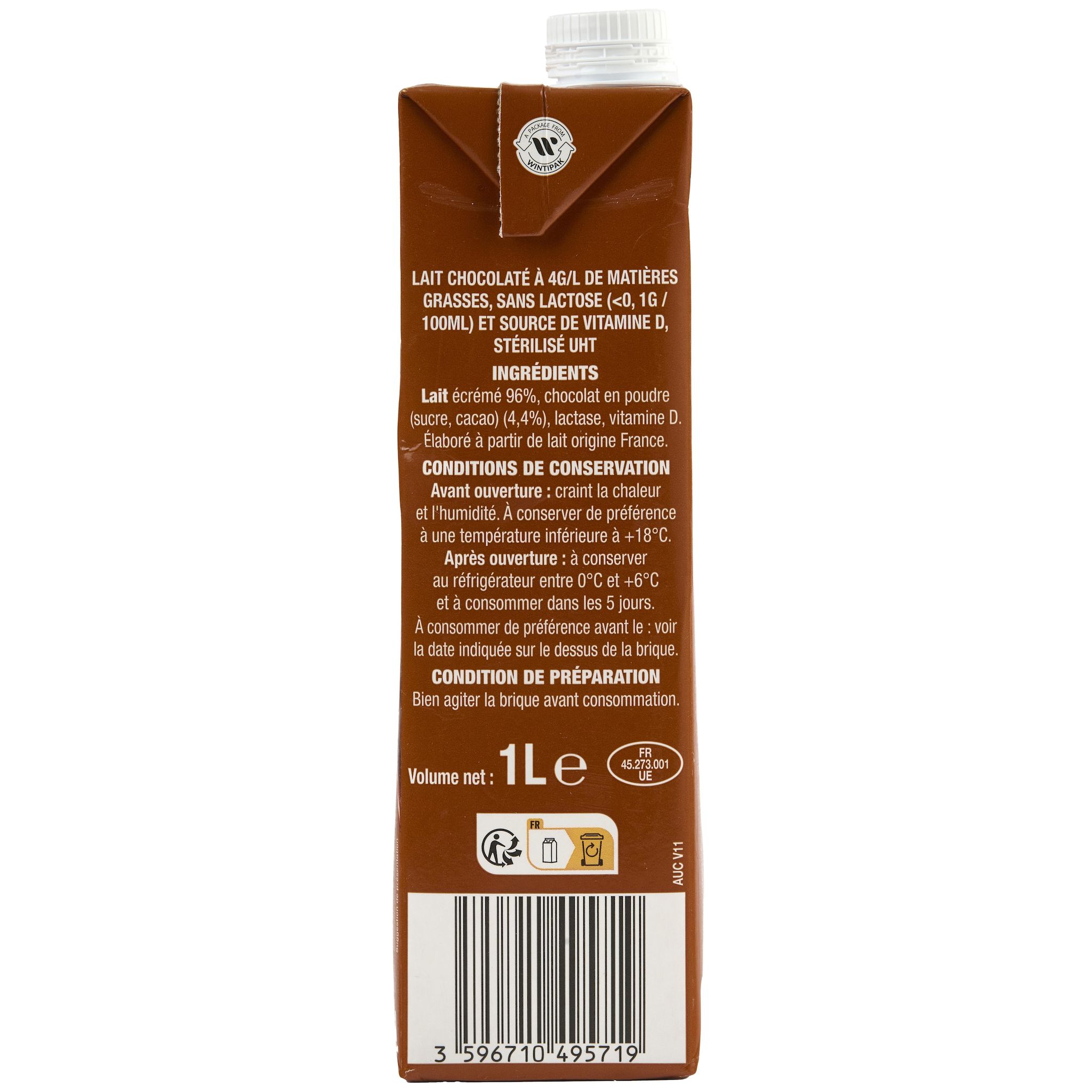 Voir la diapositive 5 : AUCHAN Boisson lactée au chocolat 1l
