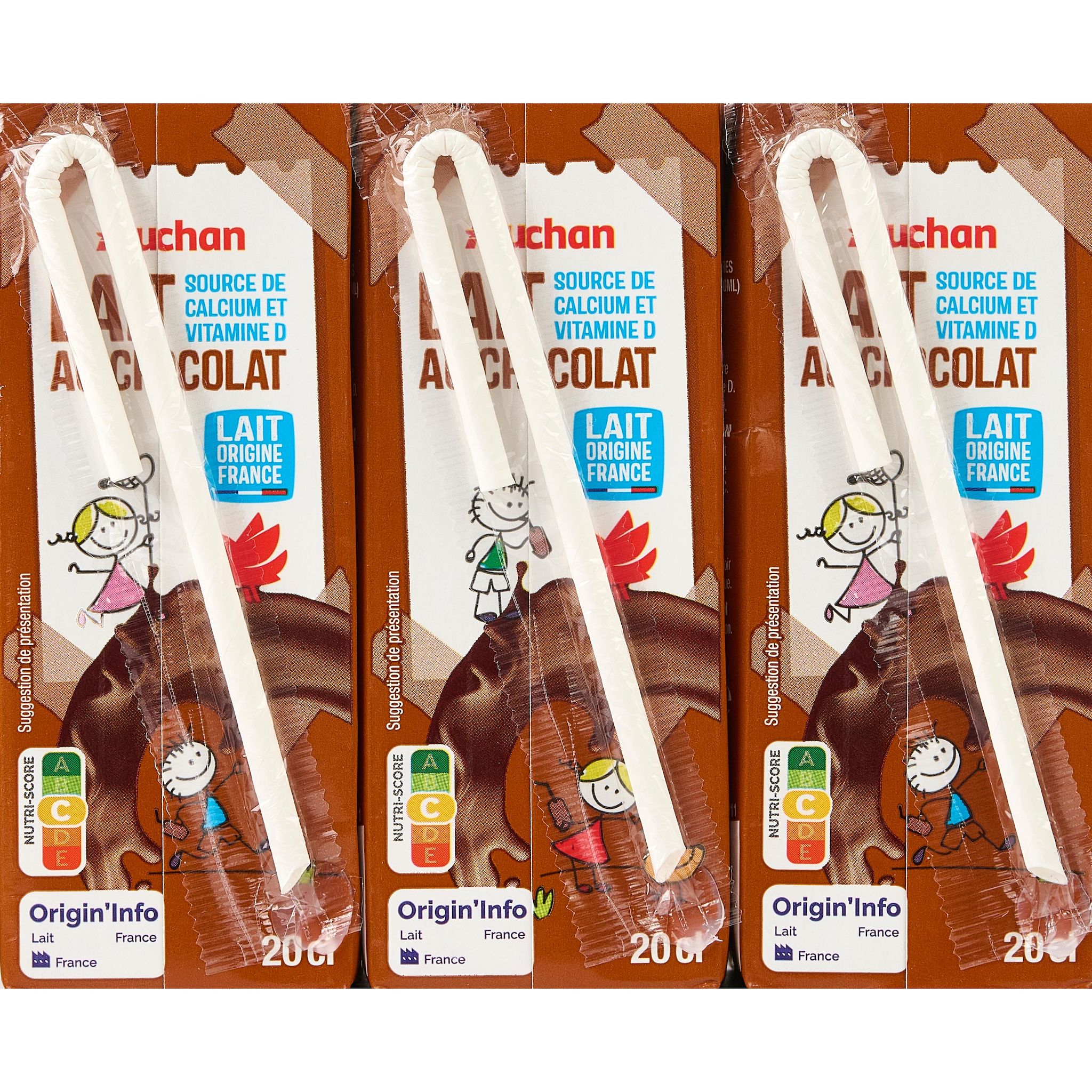 Voir la diapositive 4 : AUCHAN Boisson lactée au chocolat 6x20cl