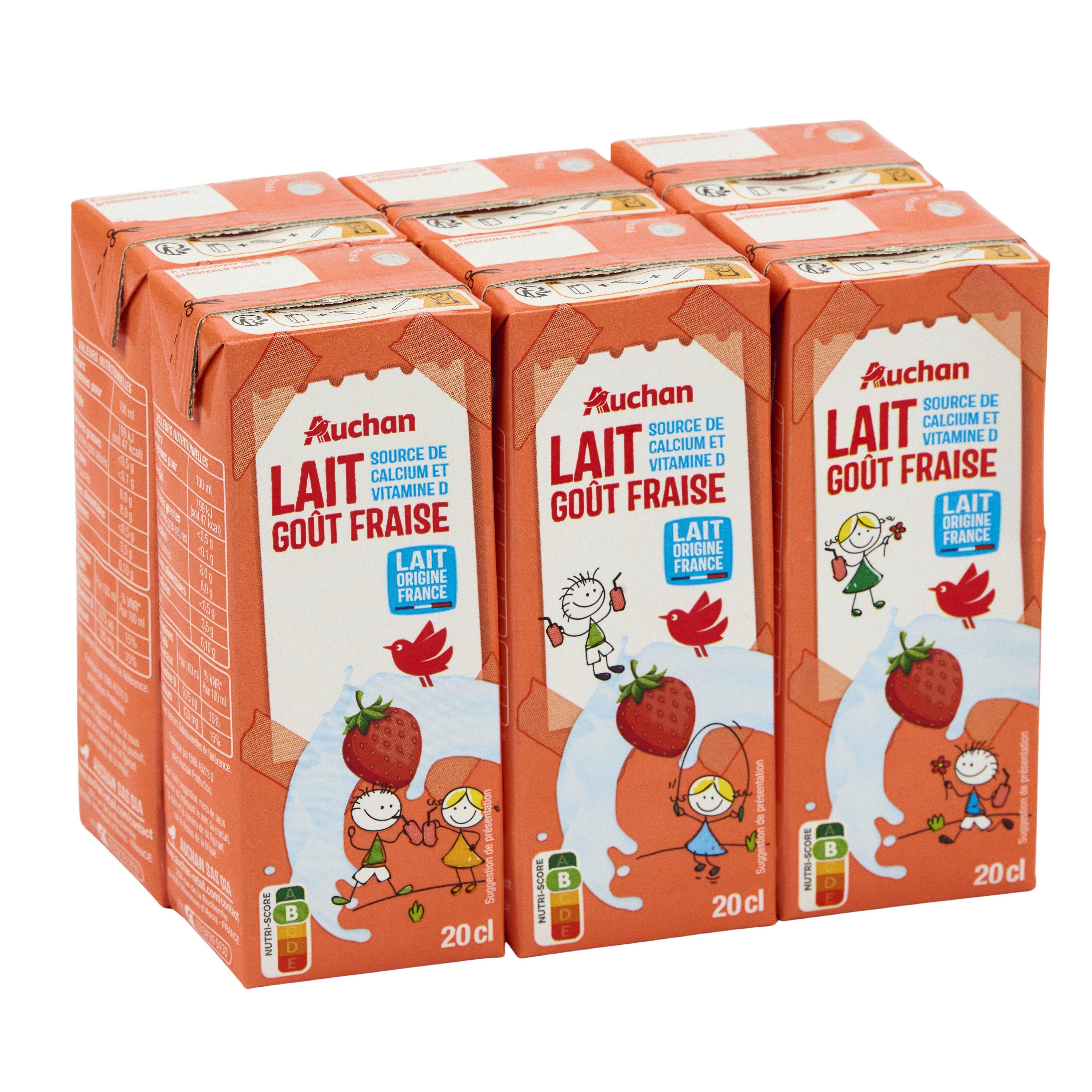 Voir la diapositive 2 : AUCHAN Boisson lactée à la fraise 6x20cl