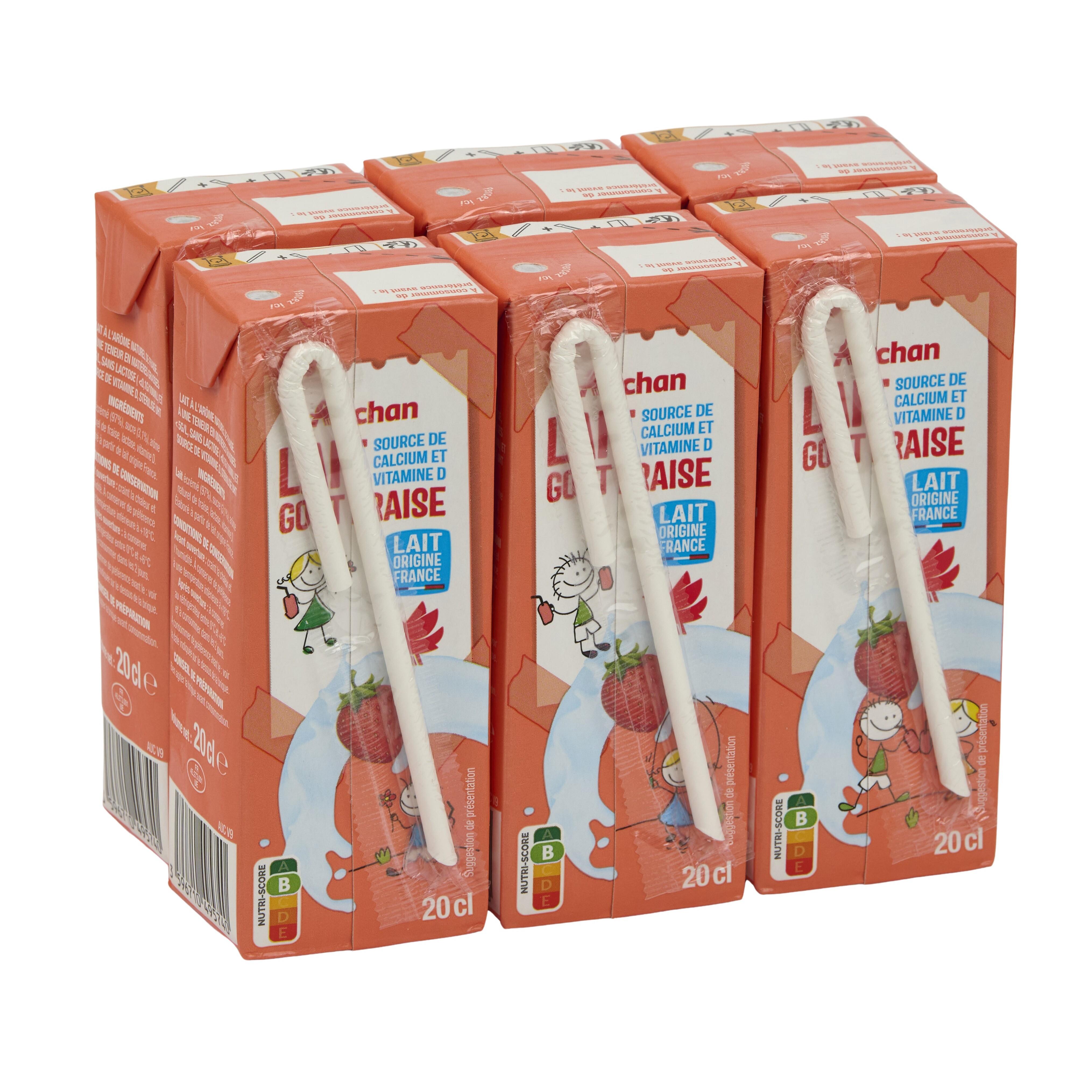 Voir la diapositive 4 : AUCHAN Boisson lactée à la fraise 6x20cl
