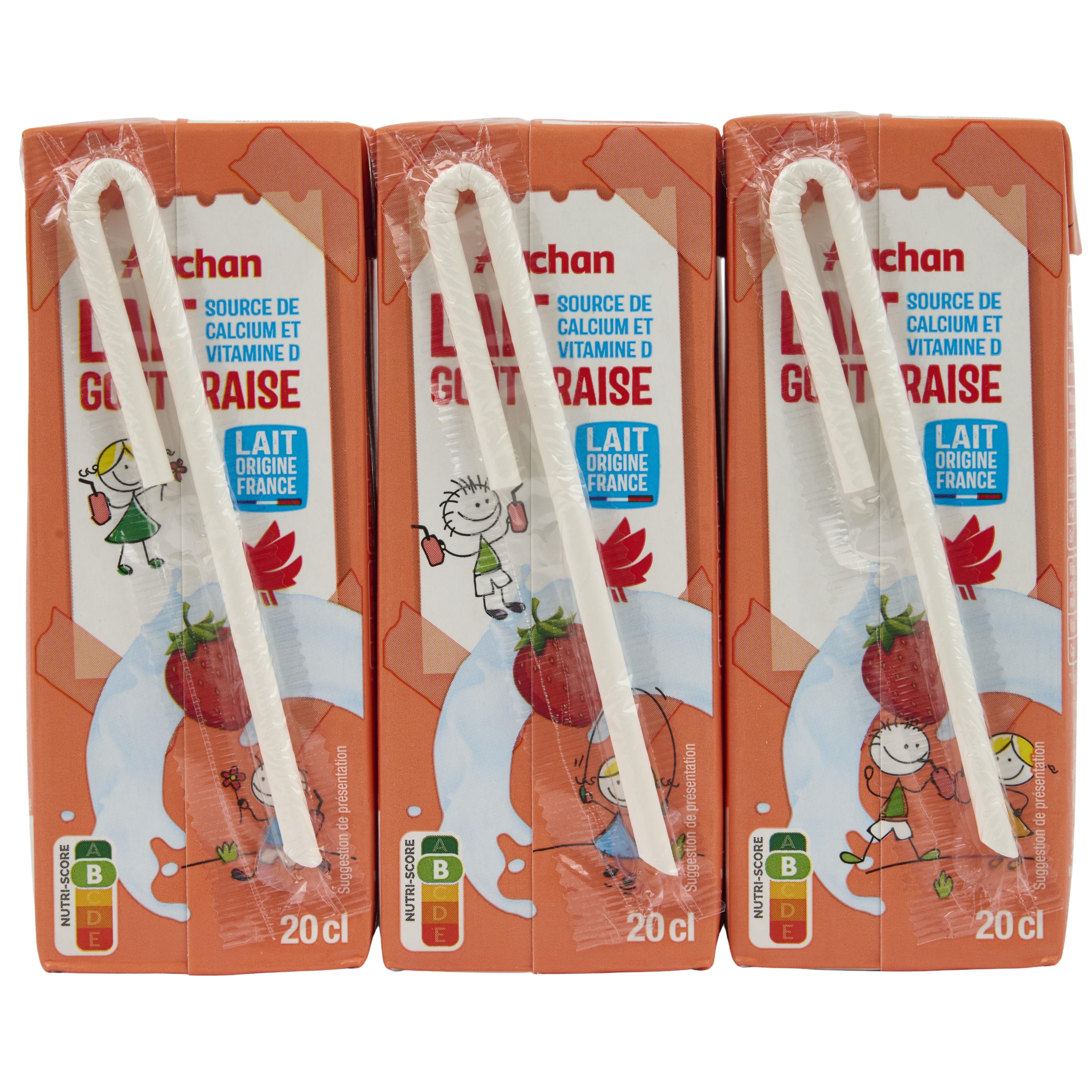 Voir la diapositive 5 : AUCHAN Boisson lactée à la fraise 6x20cl