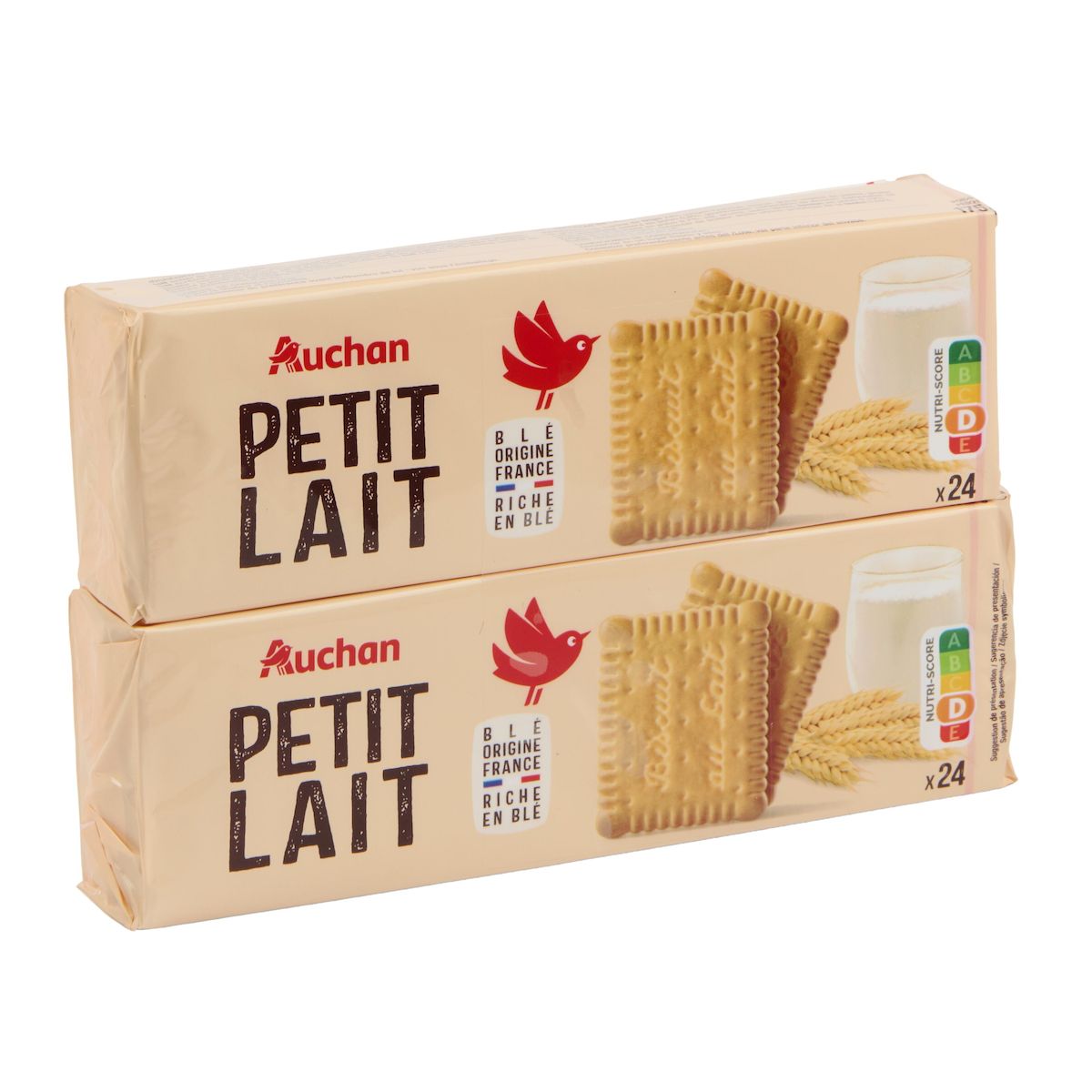 AUCHAN Biscuits petit lait 48 biscuits 2x175g