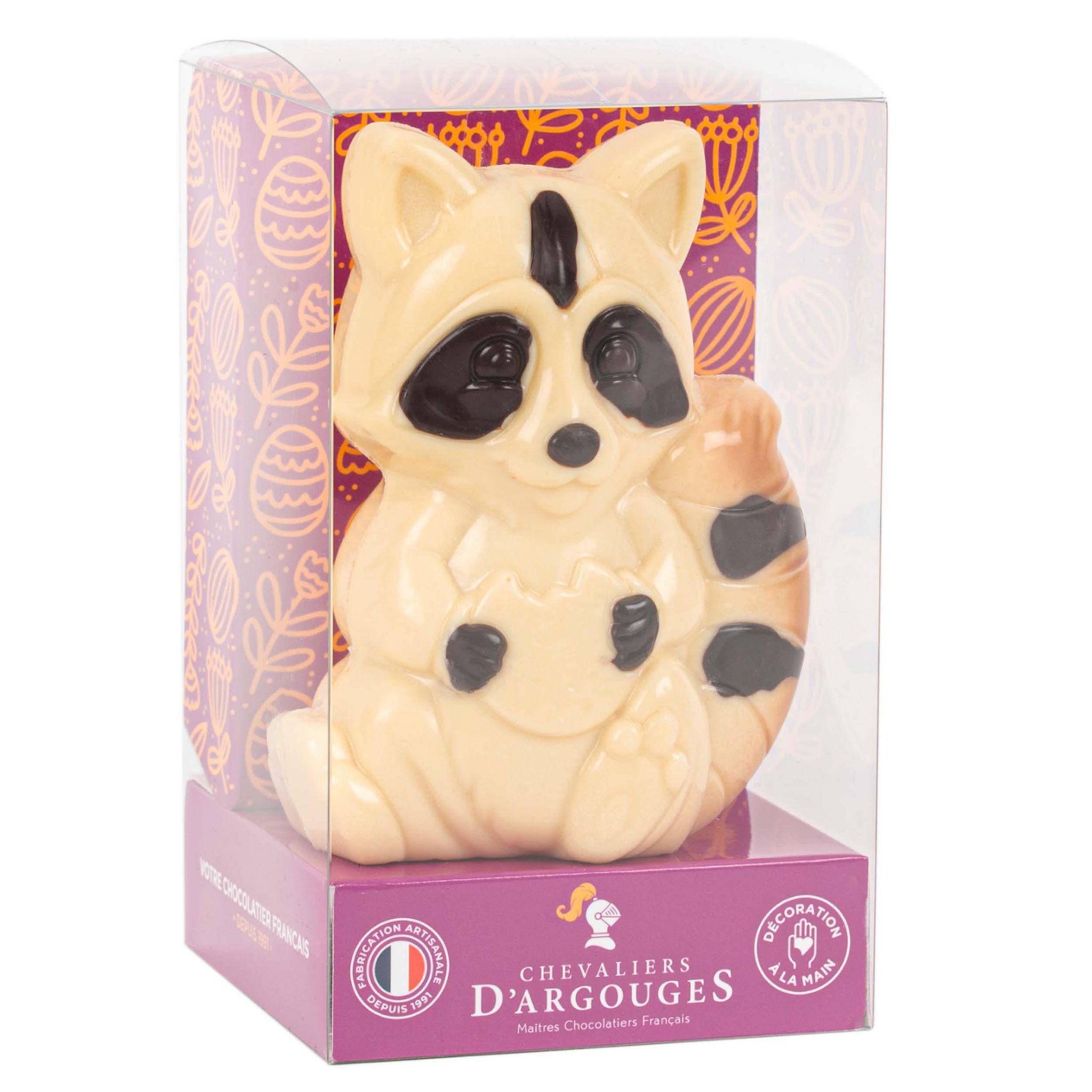 CHEVALIERS D'ARGOUGES Raton laveur de Pâques au chocolat blanc 110g