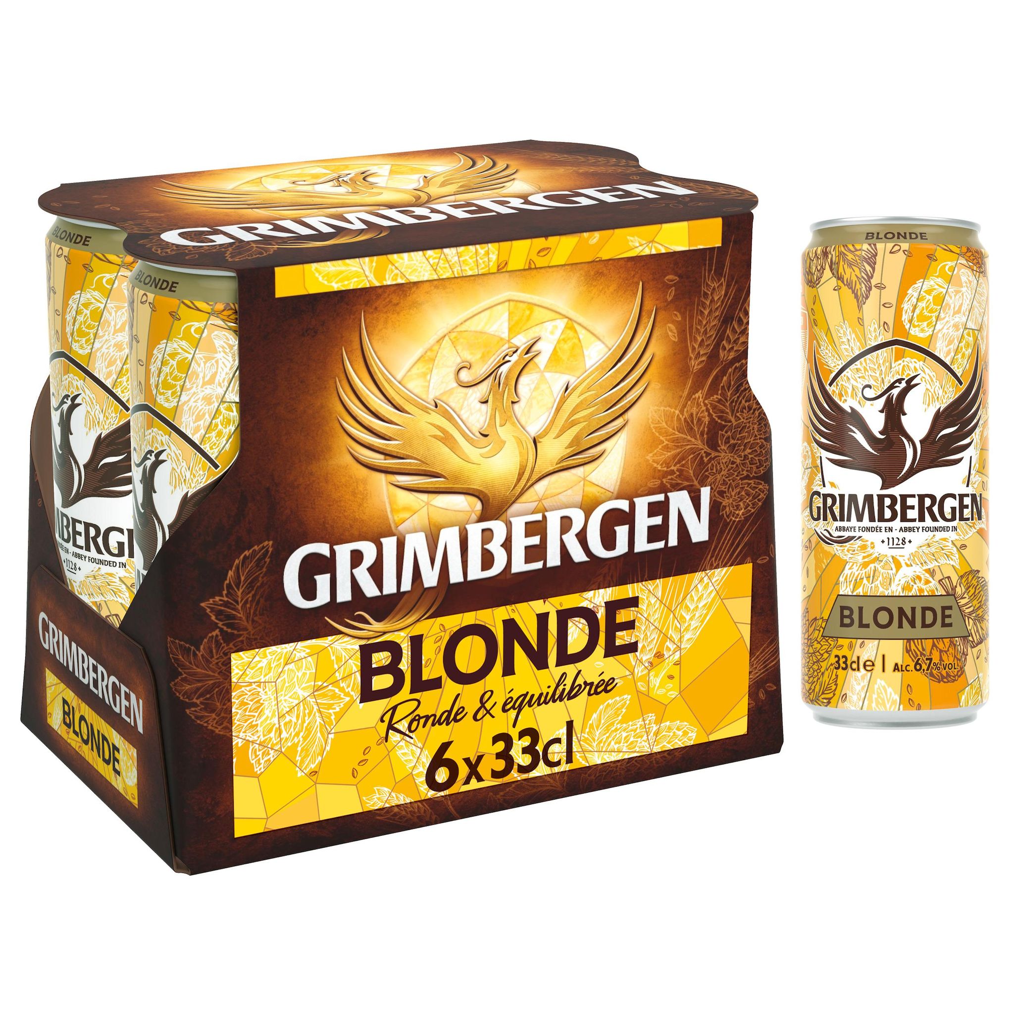 GRIMBERGEN Bière blonde ronde et équilibrée 6.7% Boîte 6x33cl