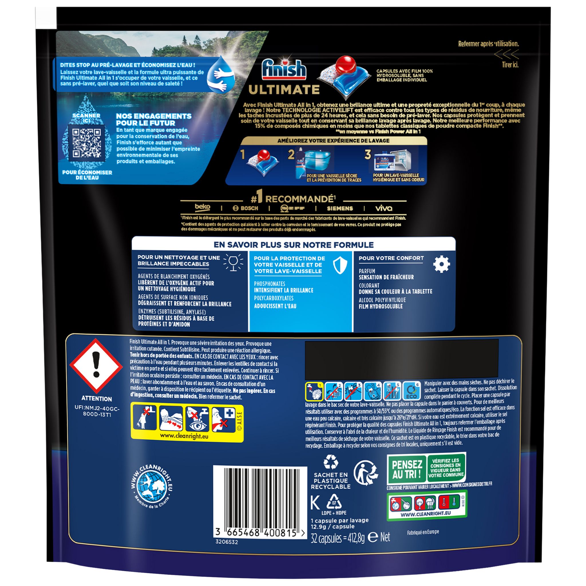 Voir la diapositive 2 : FINISH Powerball ultimate tablettes lave-vaisselle tout en 1 32 tablettes