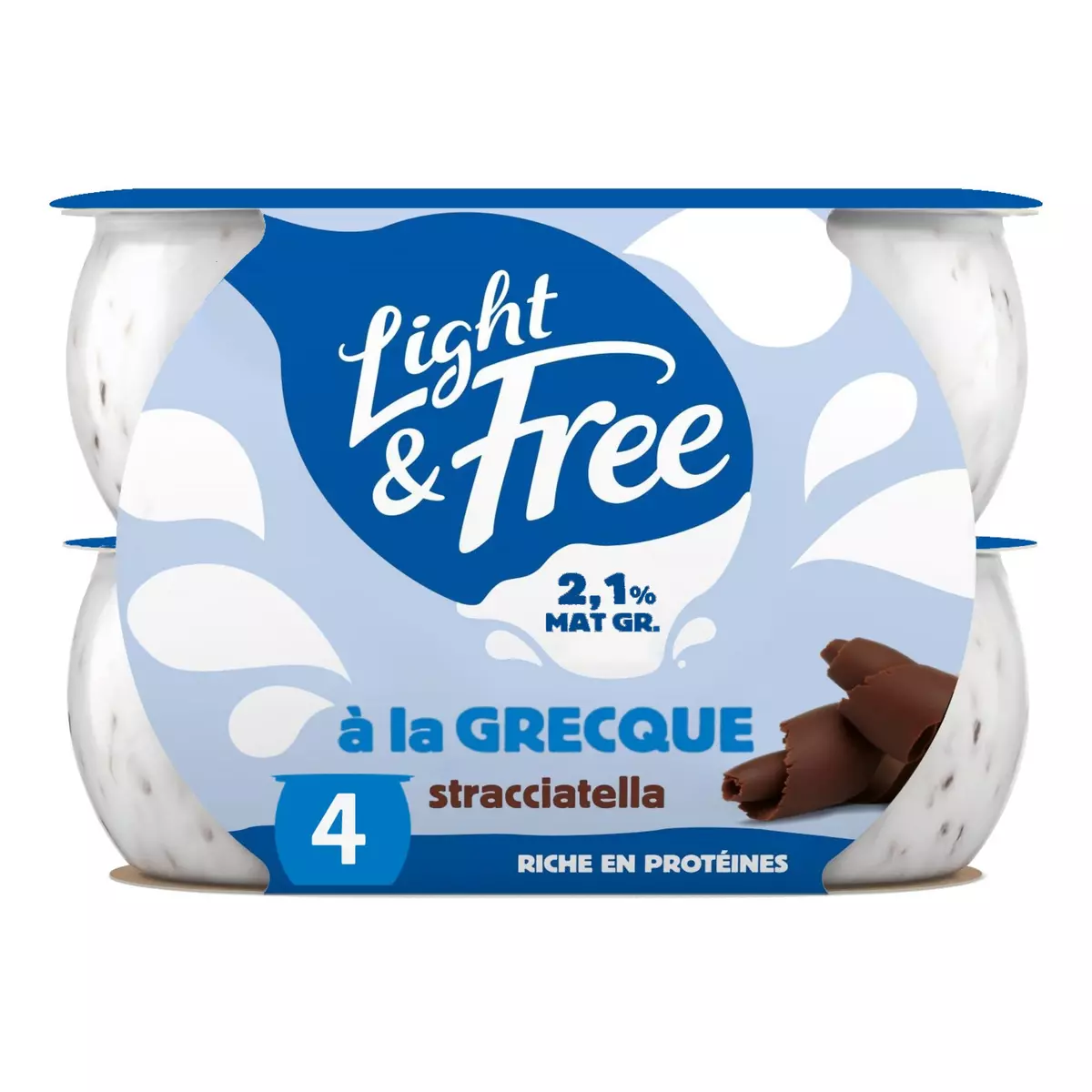 LIGHT&FREE Yaourt à la grecque stracciatella 4x110g
