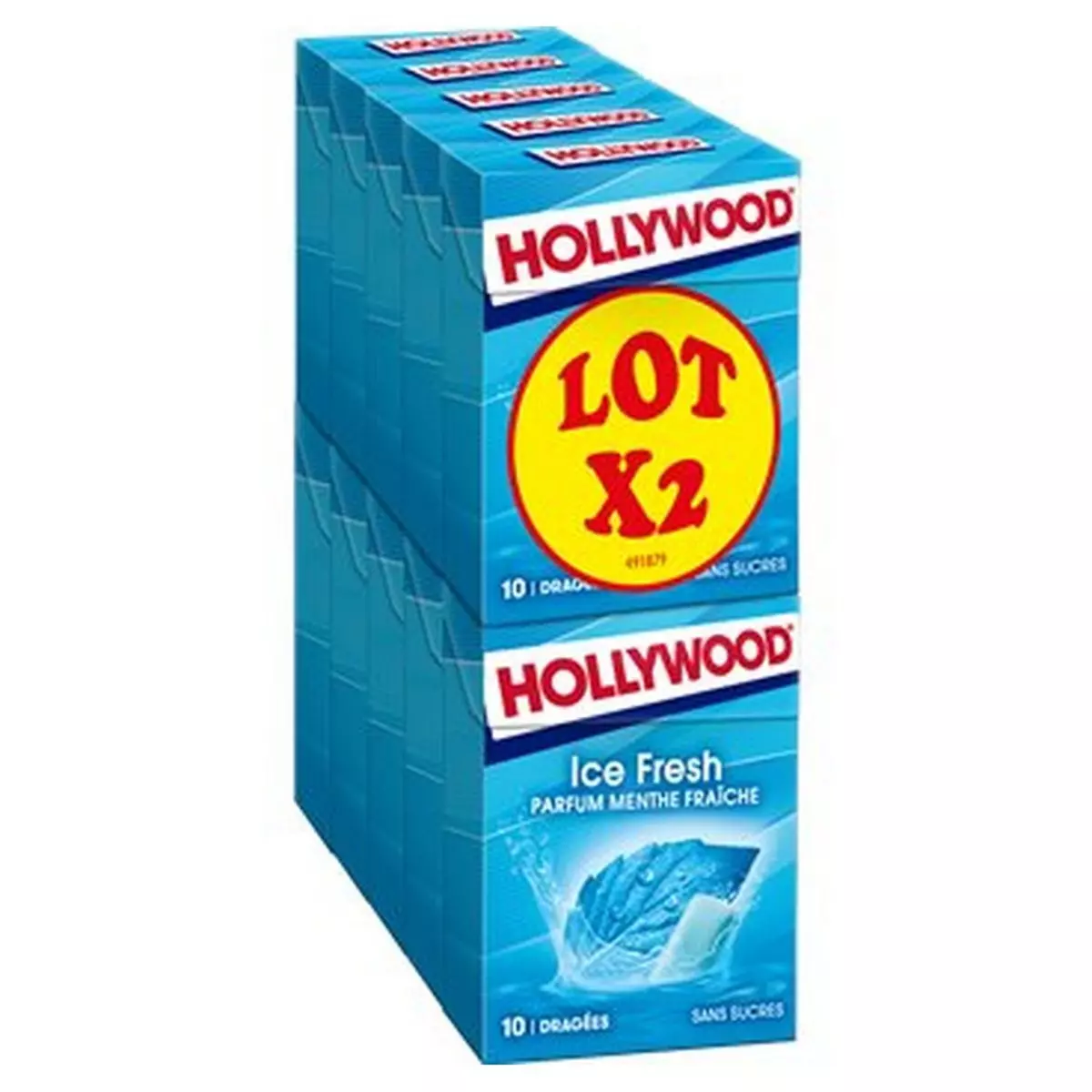 HOLLYWOOD Ice Fresh chewing-gum parfum menthe fraiche 10x10 dragées 140g