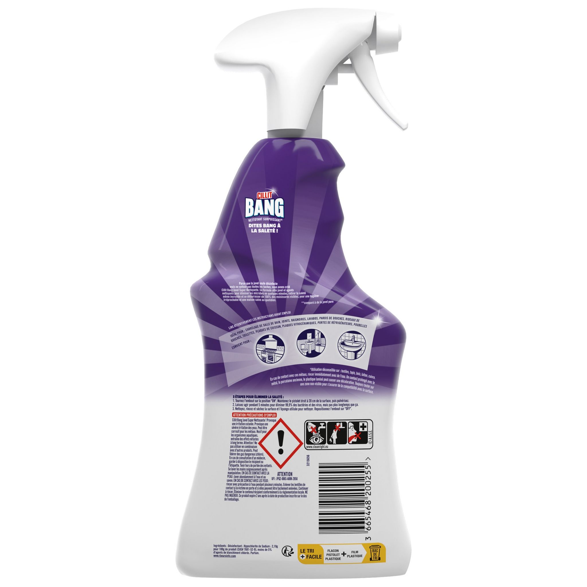 Voir la diapositive 2 : CILLIT BANG Spray surpuissant désinfectant javel 750ml