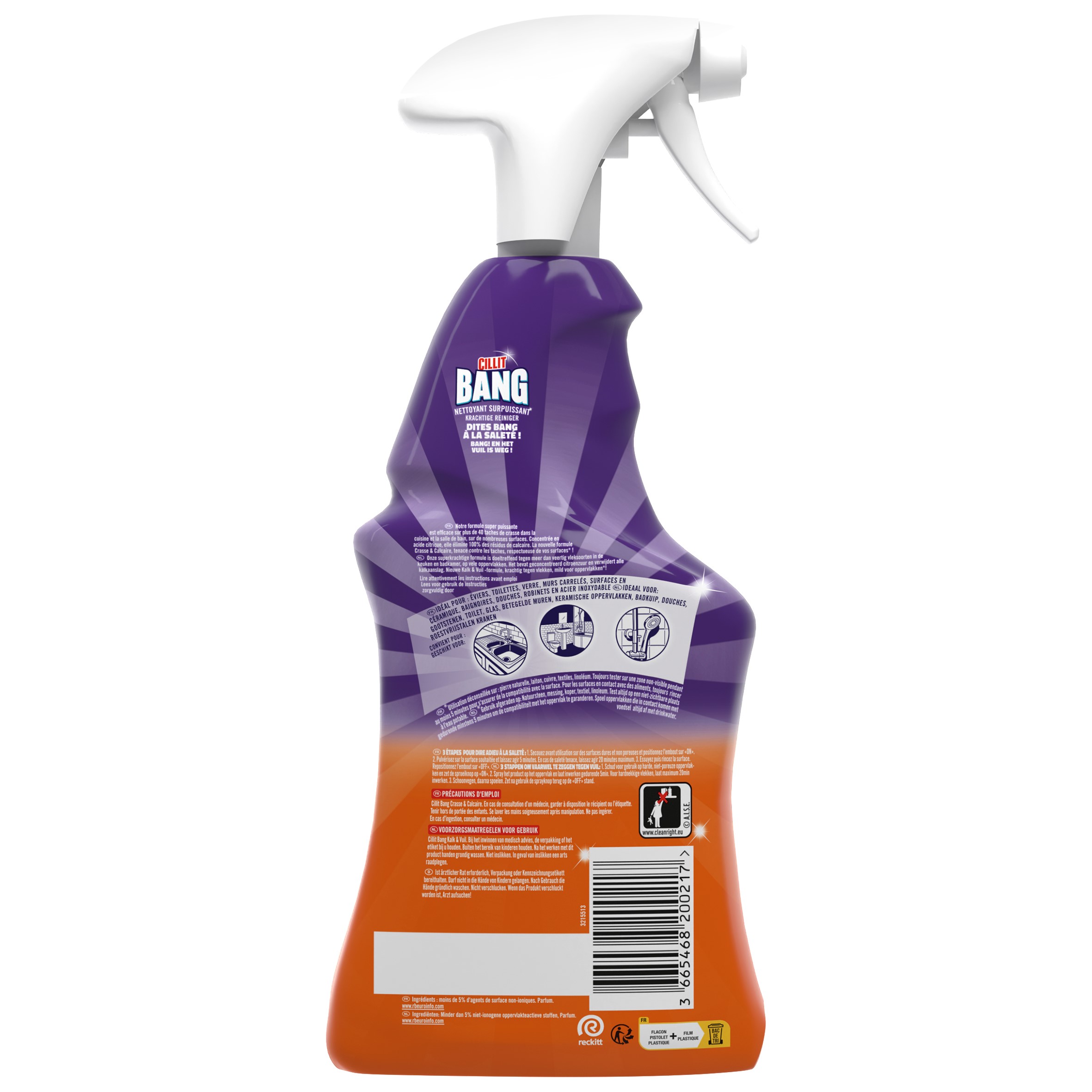 Voir la diapositive 2 : CILLIT BANG Spray  surpuissant crasse calcaire 750ml