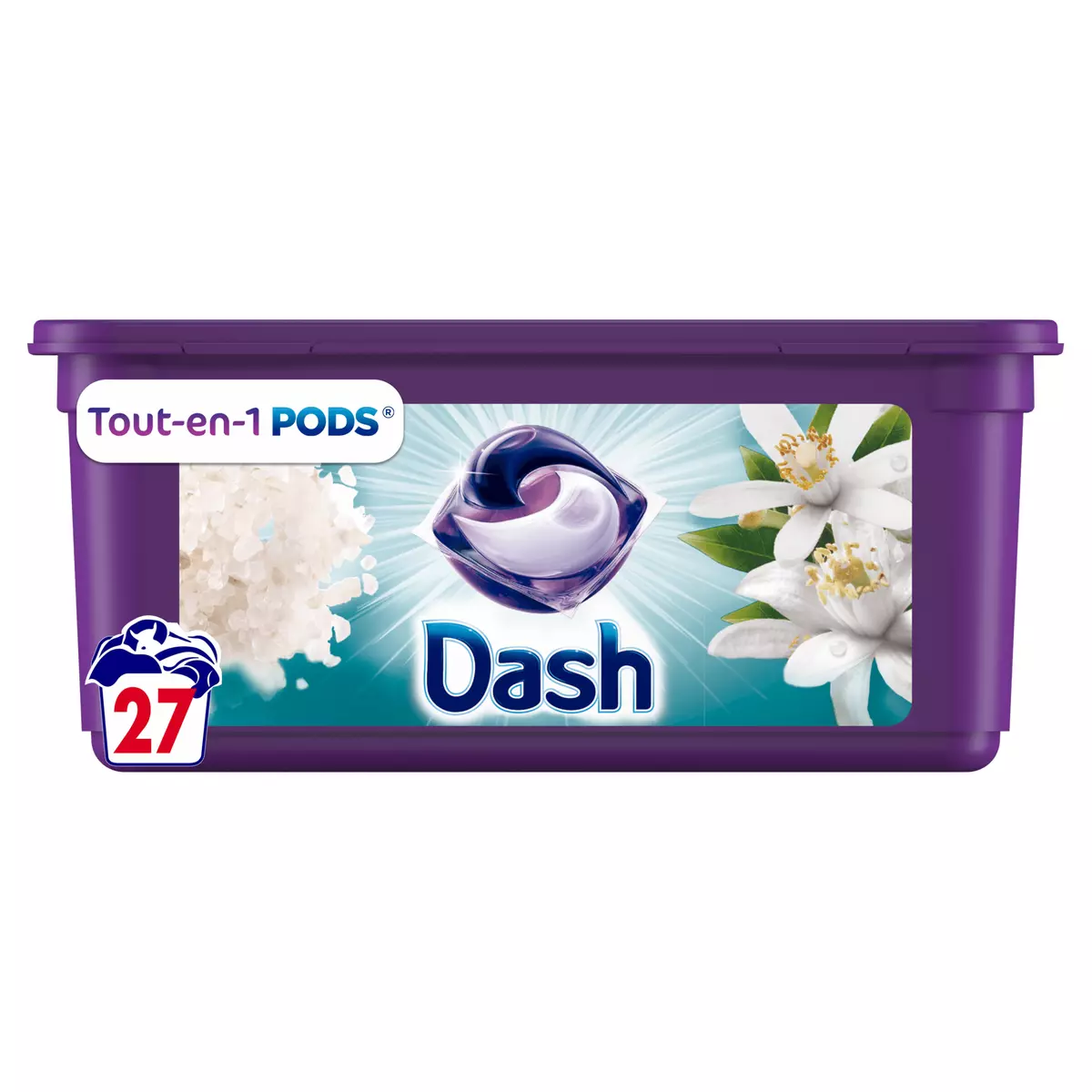 DASH Pods lessive capsules tout en 1 à la fleur de citronnier 27 tablettes