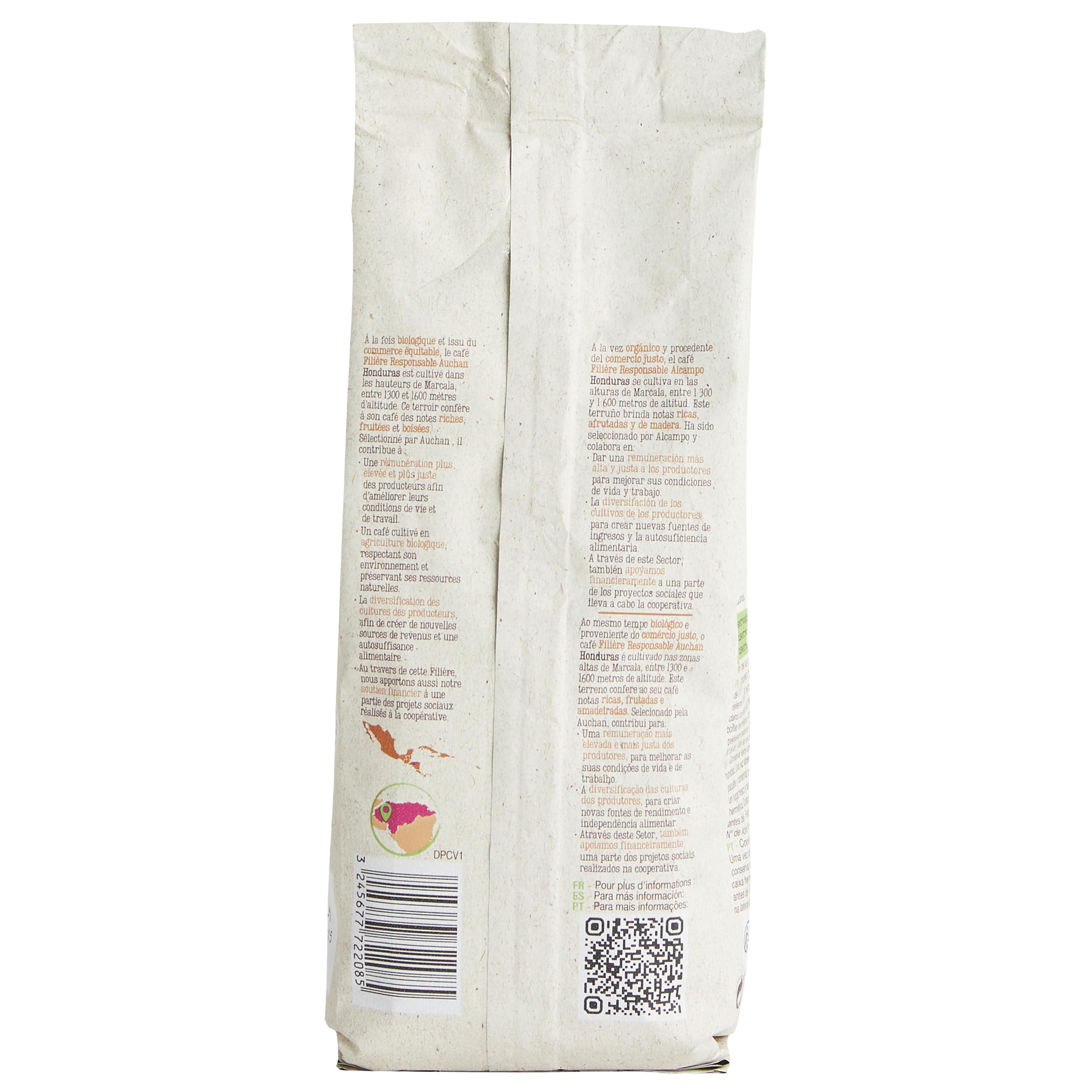 Voir la diapositive 2 : AUCHAN BIO CULTIVONS LE BON Café moulu Honduras boisé et fruité 250g