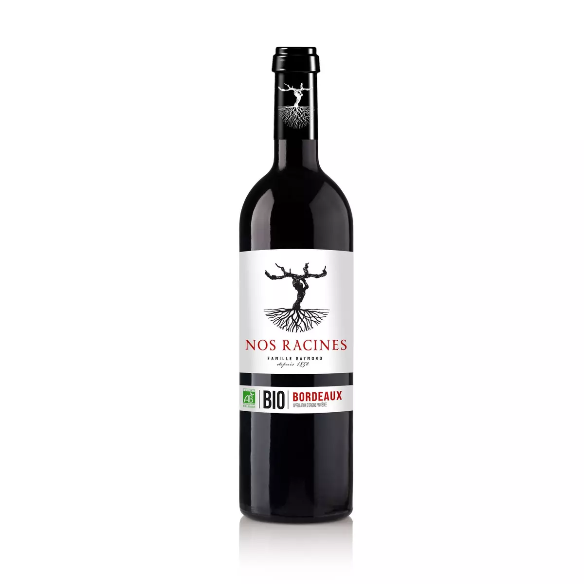 Vin rouge AOP Bordeaux bio Nos racines Famille Raymond 2020 75cl