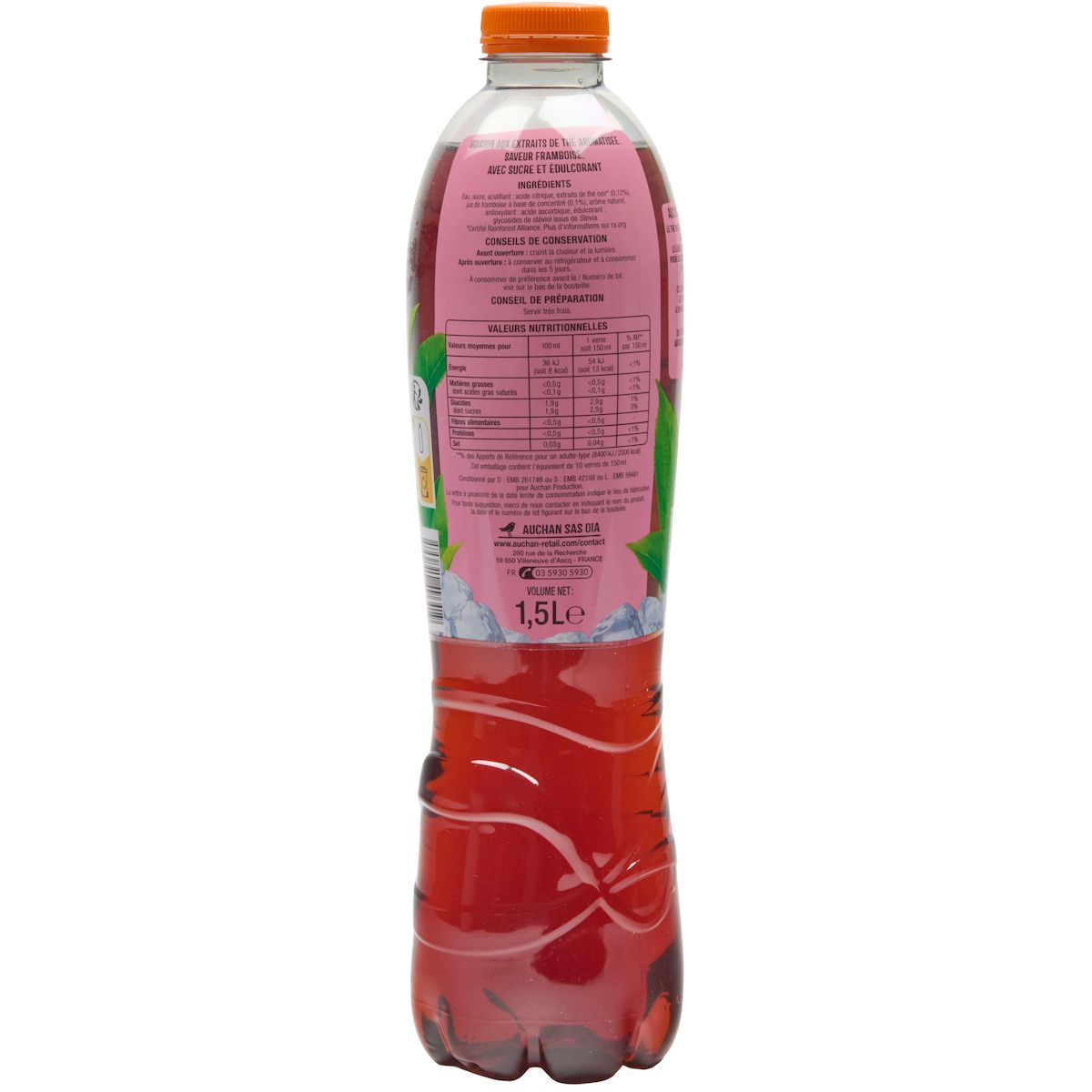 AUCHAN Thé glacé à la framboise 1.5l