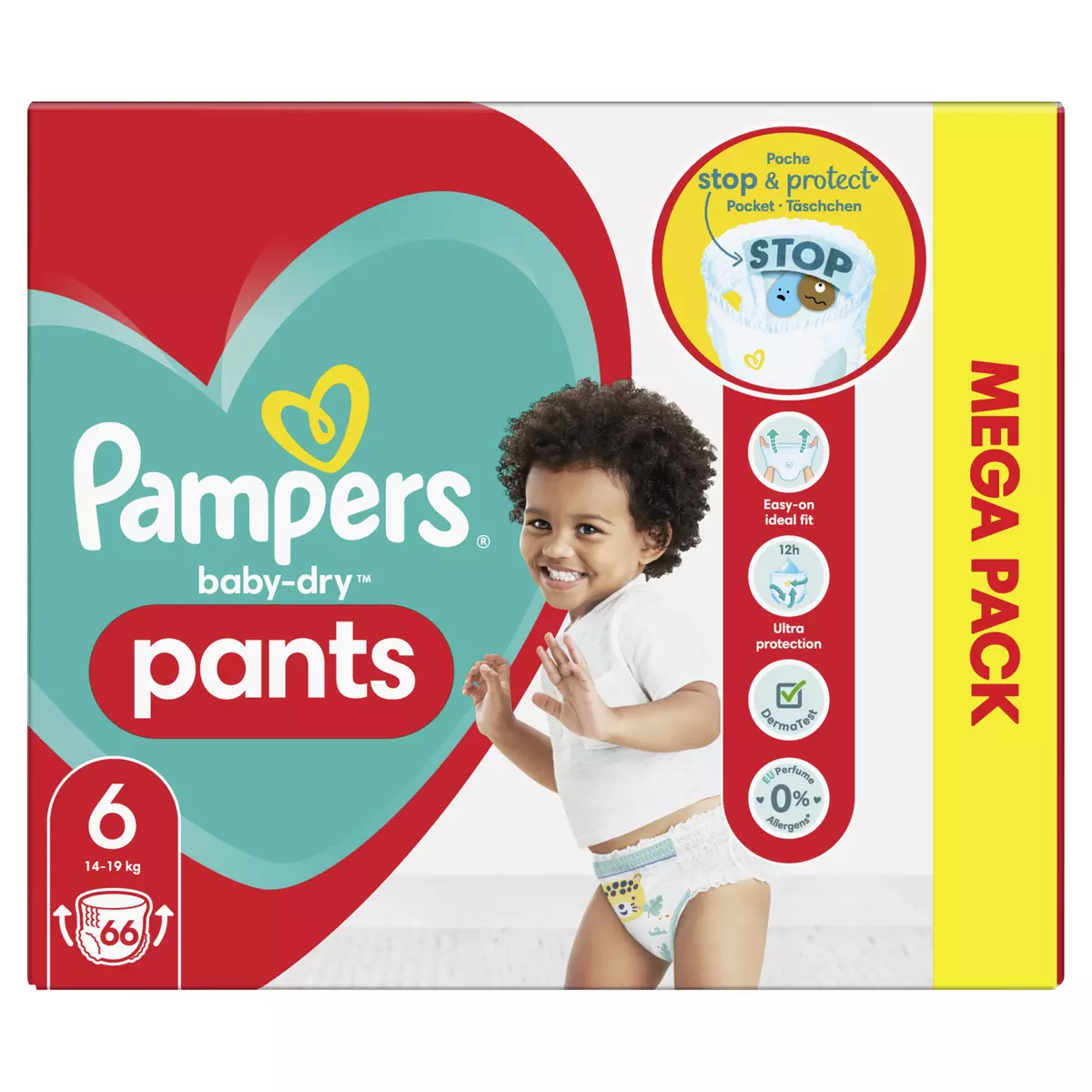 PAMPERS Pants baby-dry couche culotte taille 6 ( 14-19kg ) 66 couches pas  cher 