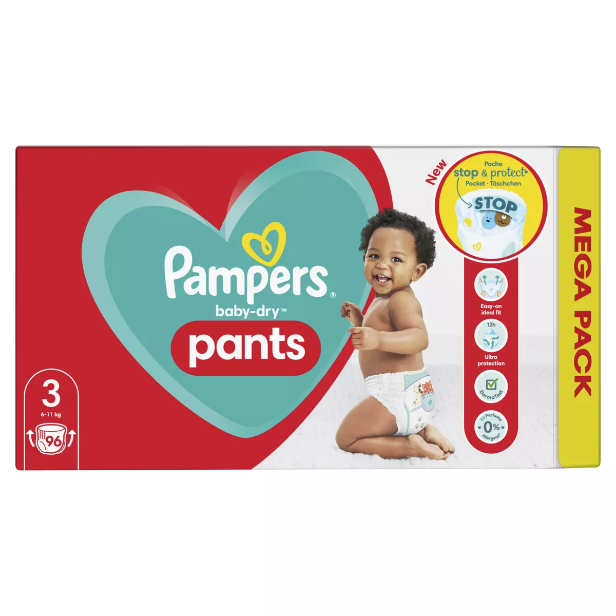 PAMPERS Pants baby-dry couche culotte taille 3 (6-11kg ) 96 couches pas  cher 