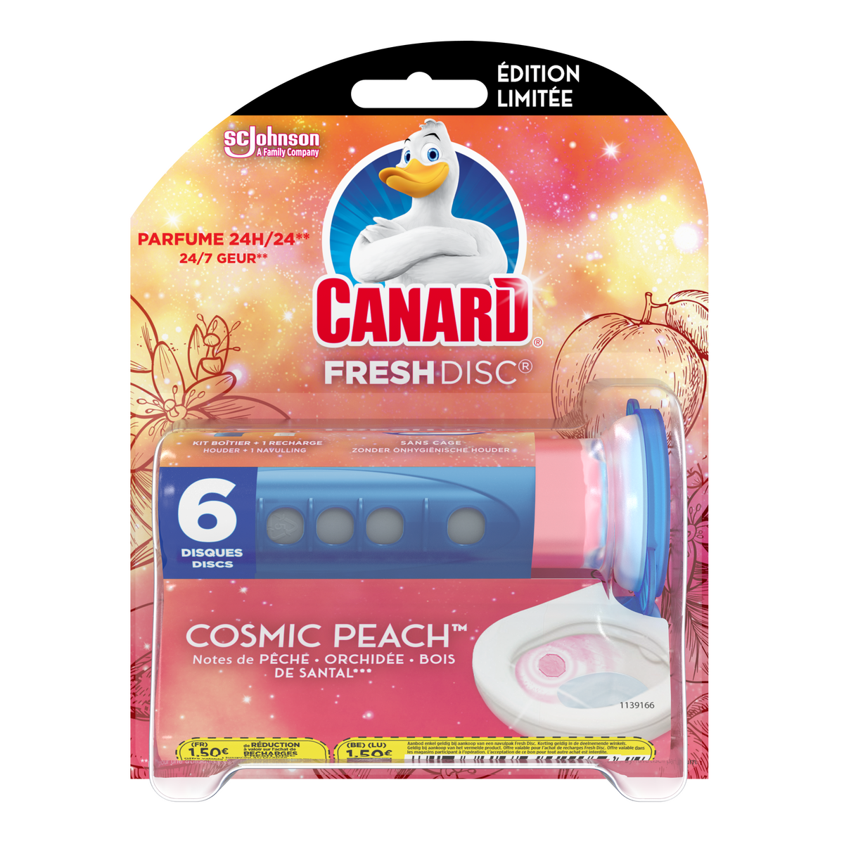 CANARD Fresh Disc Disques WC fraîcheur cosmic peach 6 disques