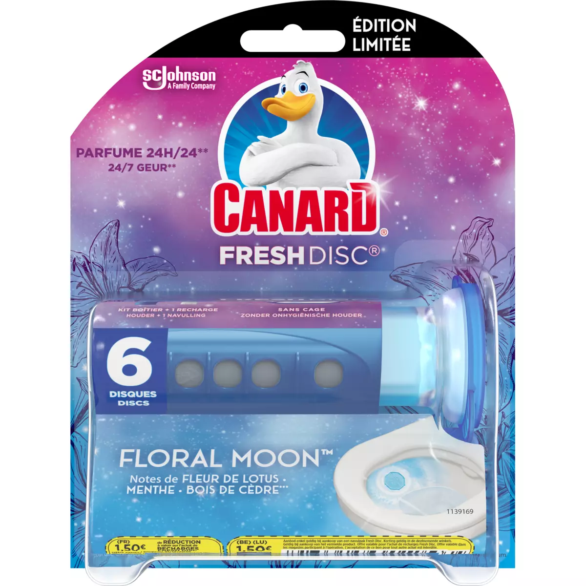 CANARD Fresh Disc disques WC fraîcheur floral moon 6 disques pas cher 