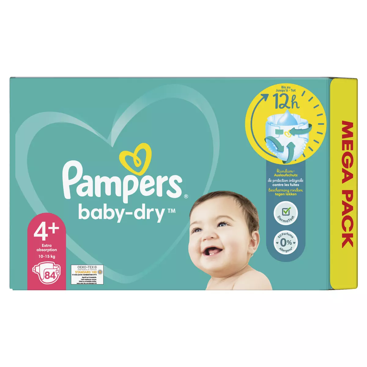 PAMPERS Baby-dry couche taille 4+ (10-15kg ) 84 couches