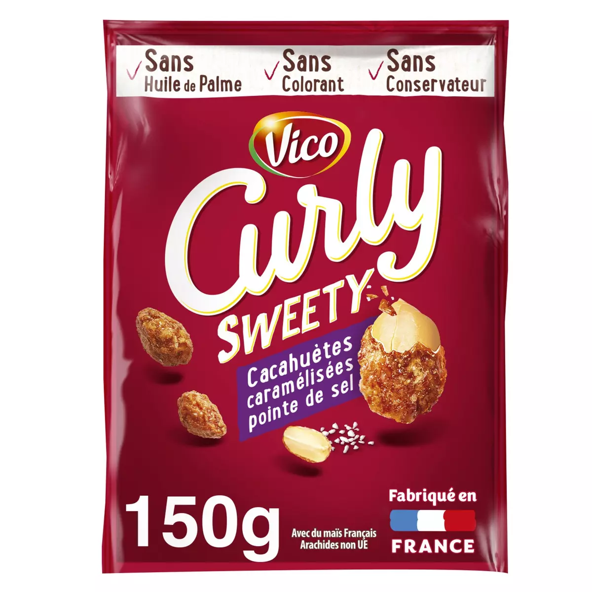 CURLY Sweety Cacahuètes caramélisées pointe de sel 150g